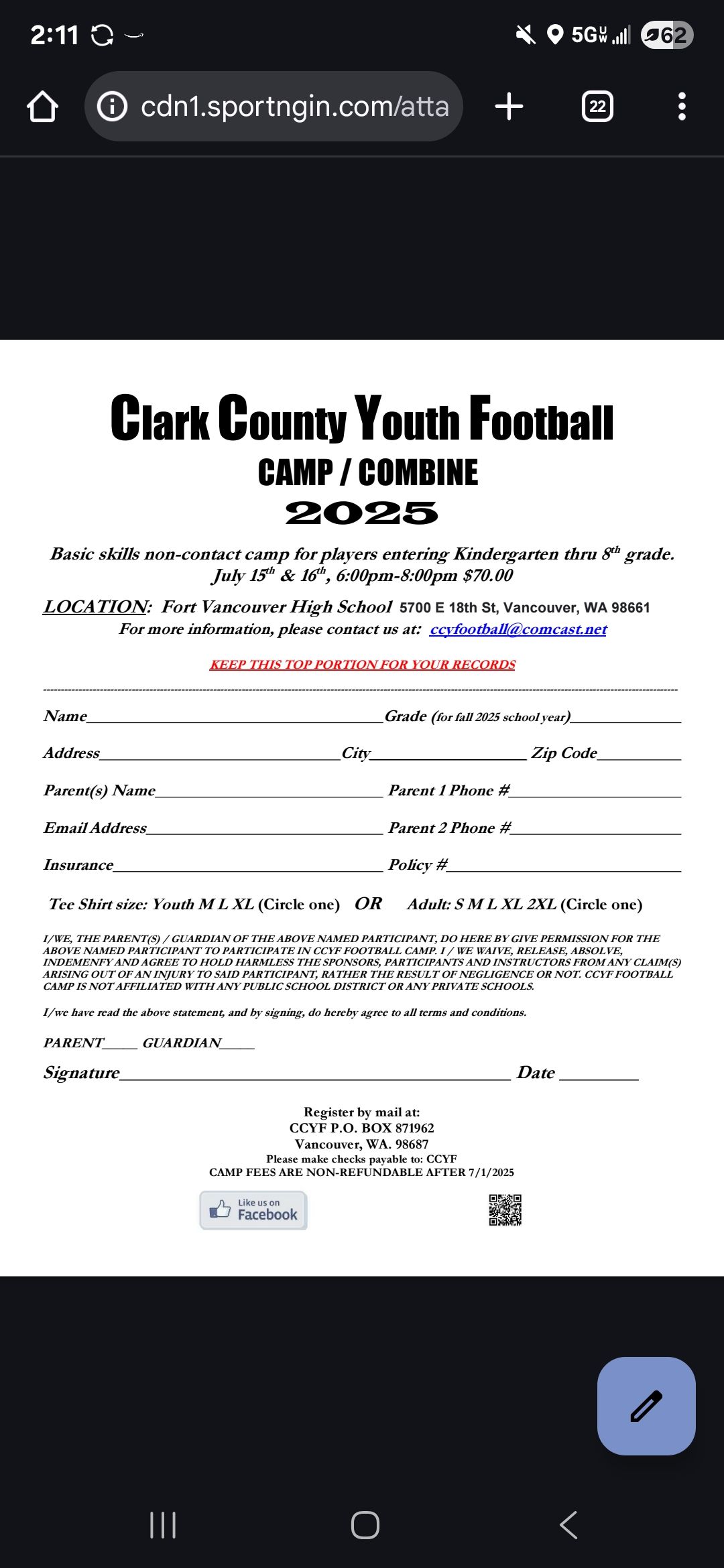 CCYF - Clark County Youth Football