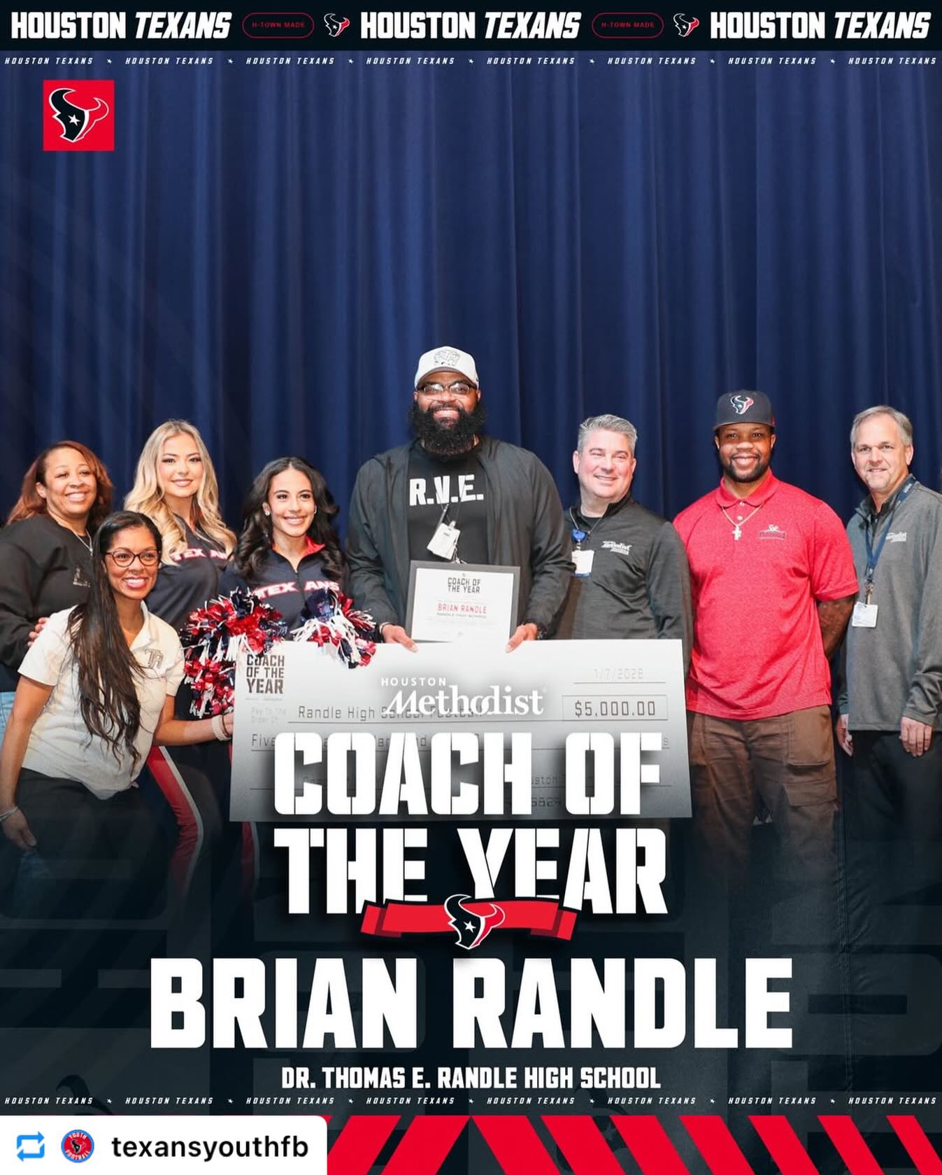 High - A HUGE congratulations to our 2025 Houston Texans Coach of the ...