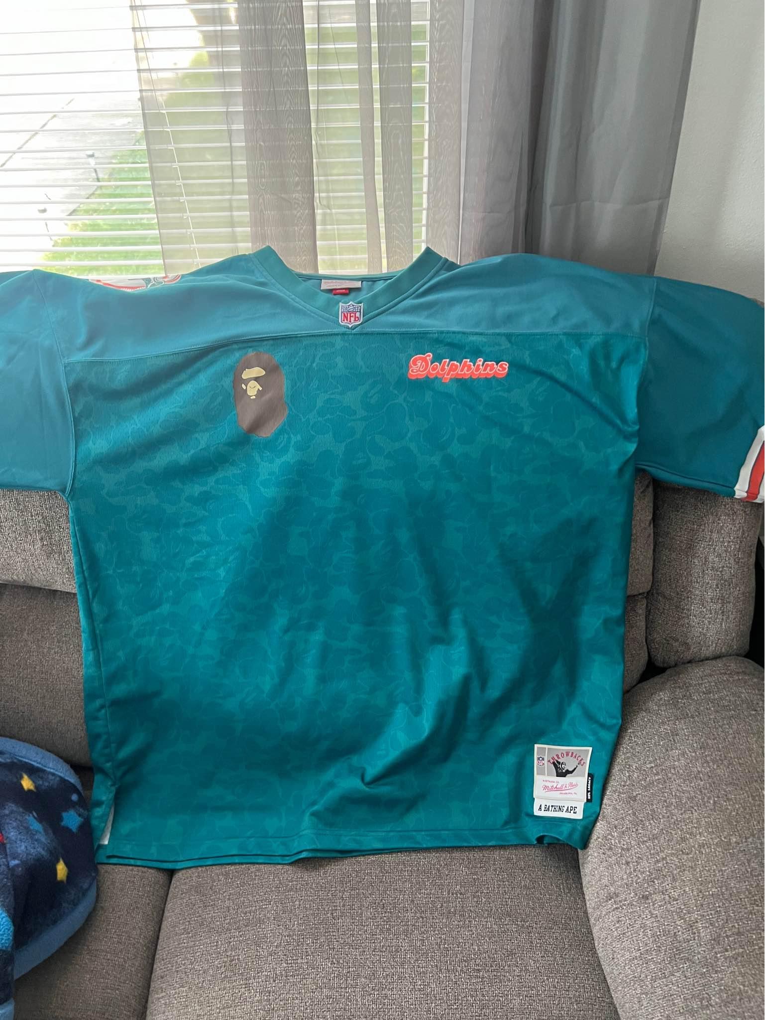 BAPE x NFL x Mitchell and Ness Miami Dolphins Football Jersey 3xl 