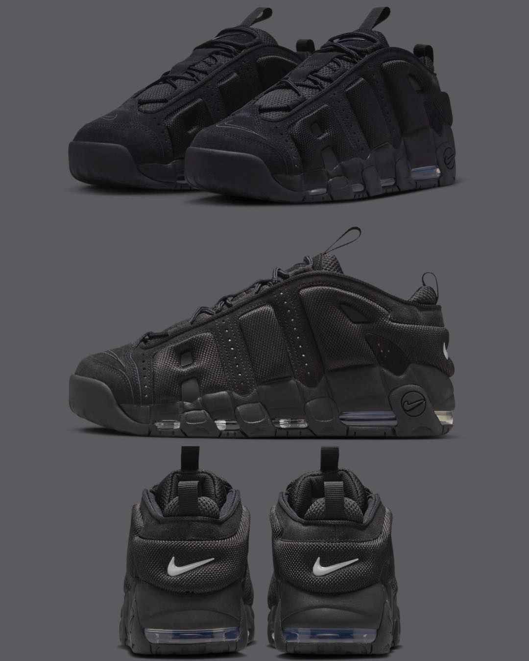 Triple Black” lands on the Nike Air More Uptempo Low on the board