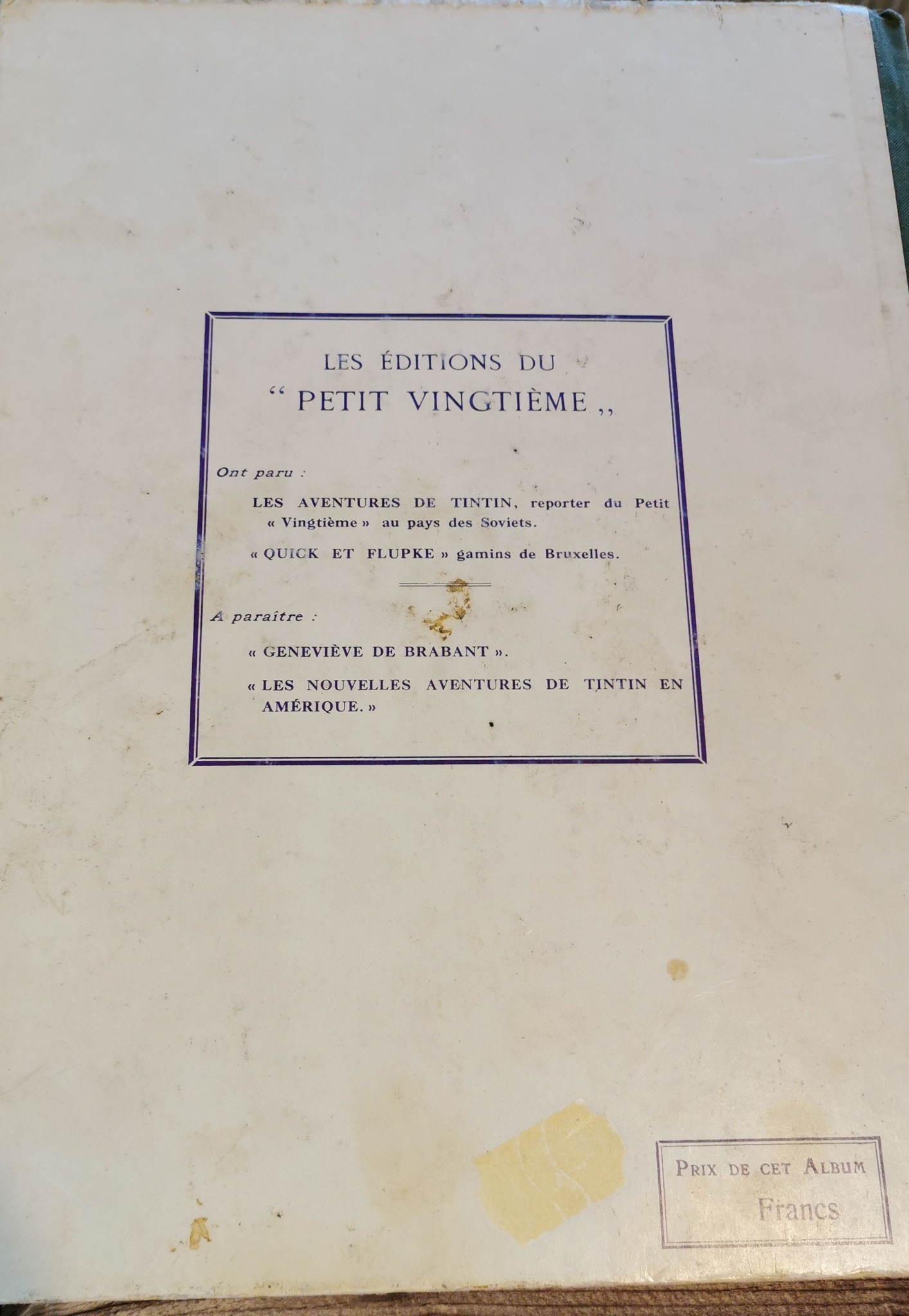 1983 facsimile reprint by Casterman of the first comic book