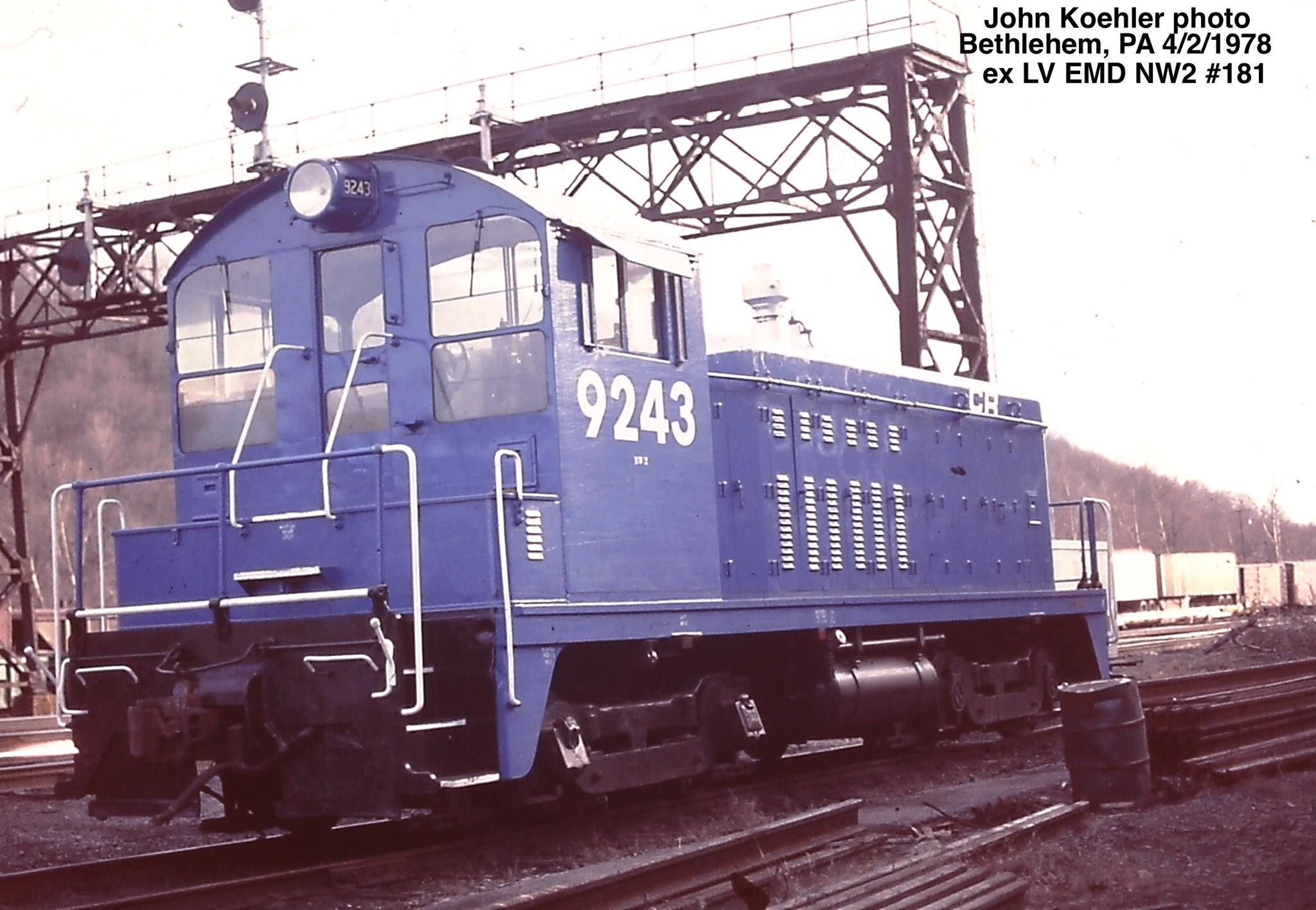 Lehigh - Conrail EMD NW2 #9243 was in Bethlehem, PA on April 2, 1978 ...