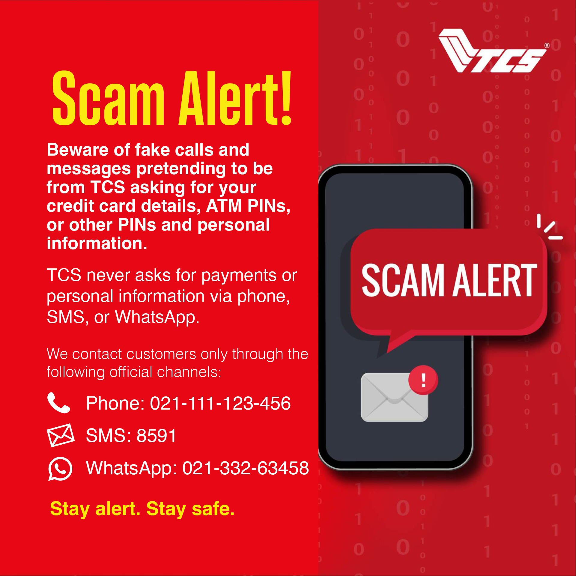TCS - Scam Alert! Beware of fake calls and messages from... | Facebook