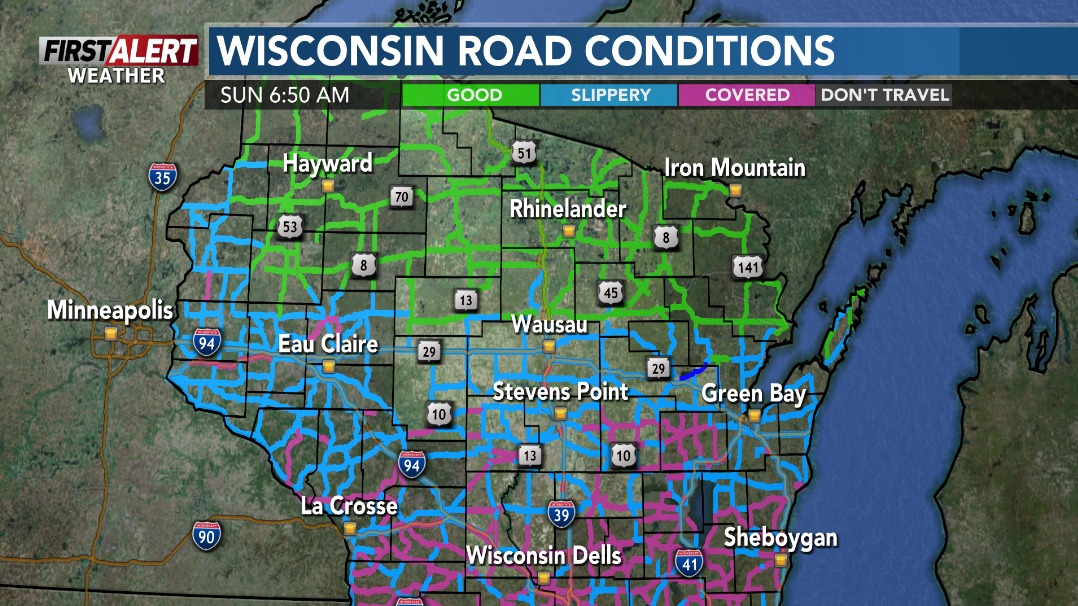 WSAW - #FirstAlertWeather: At 6:50 AM (11/30/25), major roads across ...