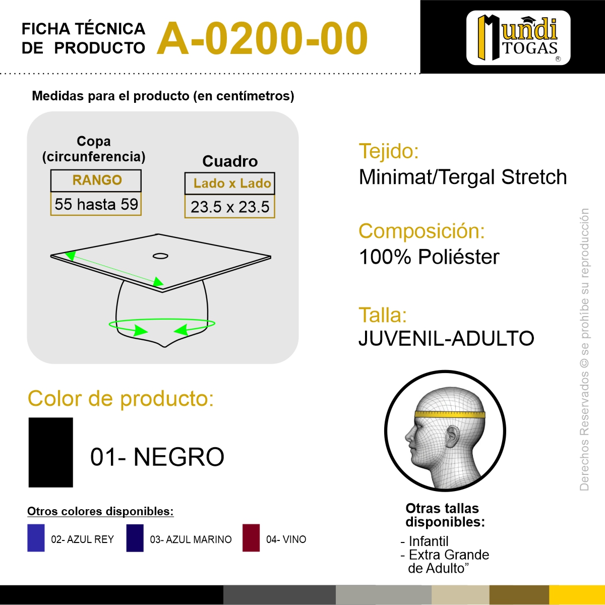 Mundi - Ficha técnica de Birrete Mod. A-0200-00 (Pag.3) Birrete de ...