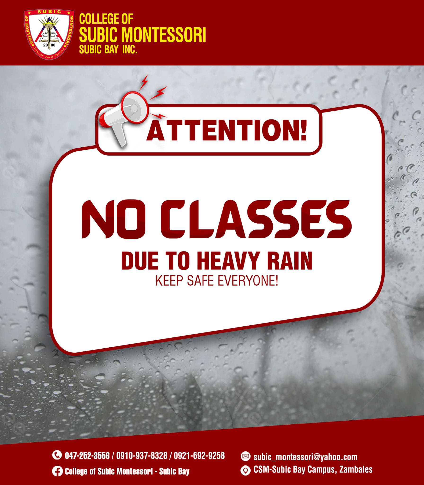 College - 🚨 Important Announcement 🚨 Due to heavy rainfall warnings ...