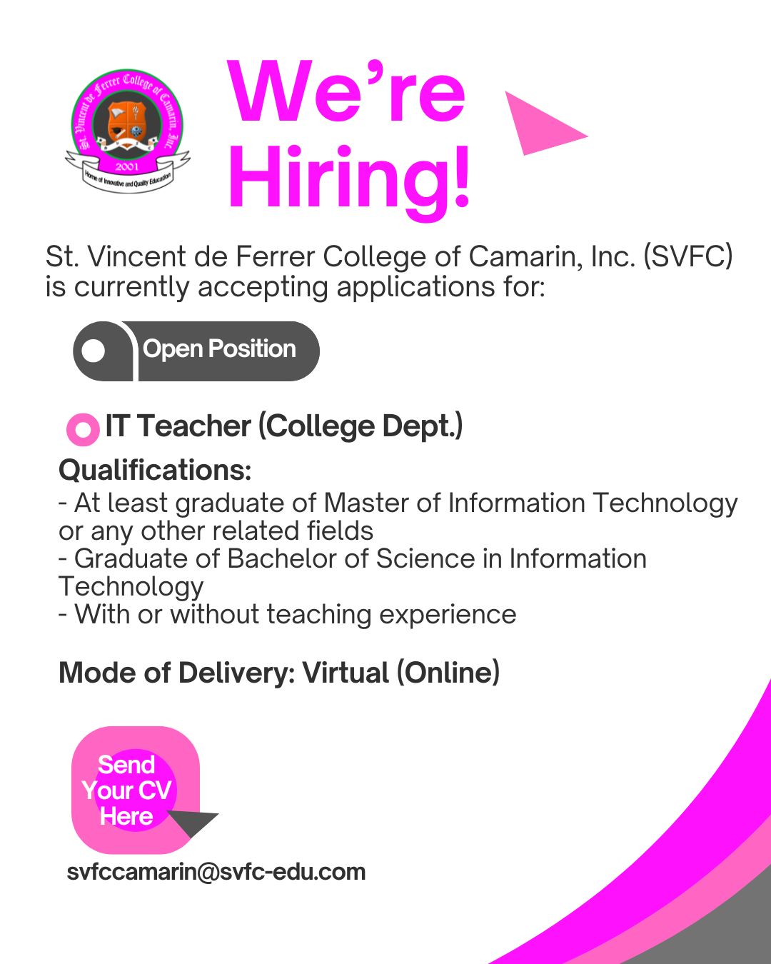 St.... - St. Vincent de Ferrer College of Camarin Inc.