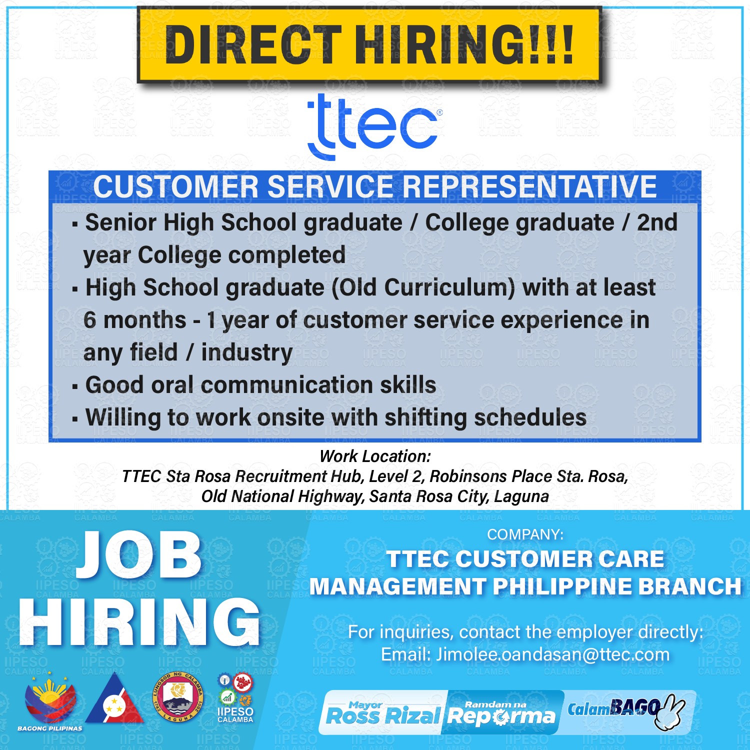 Calambagong - LIKE AND FOLLOW OUR PAGE FOR JOB OPPORTUNITIES! Mayor ...