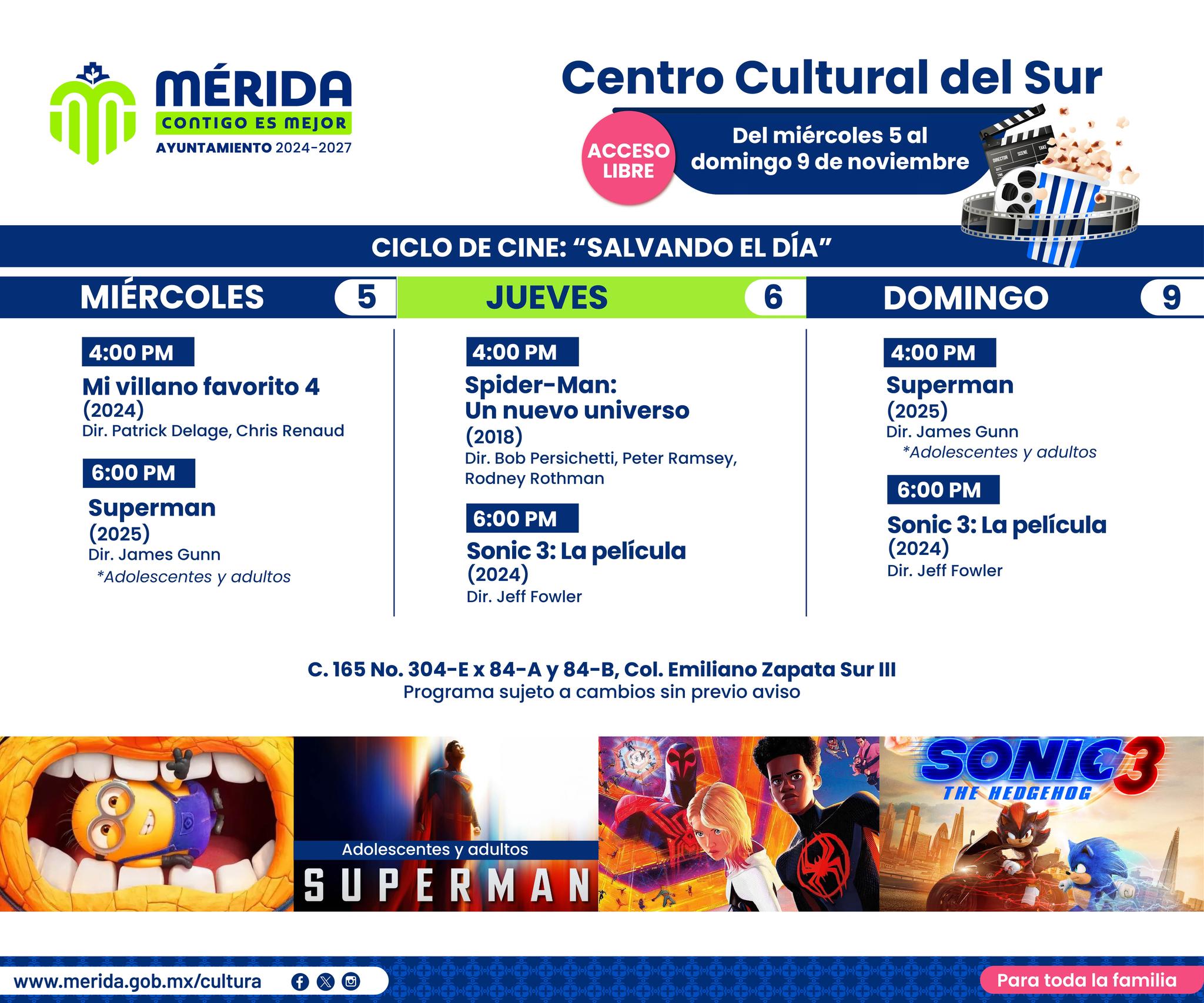 Mérida - 🍿🎬 Acude a las funciones de cine en el Centro Cultural del Sur ...