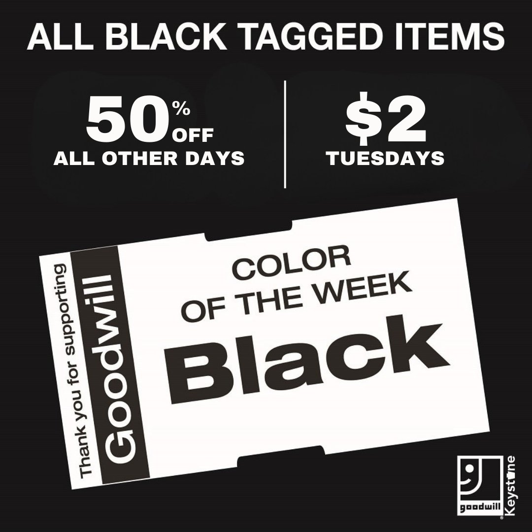 Goodwill - 🖤 BLACK is the Color of the Week at Goodwill Keystone! 🛍️ ...