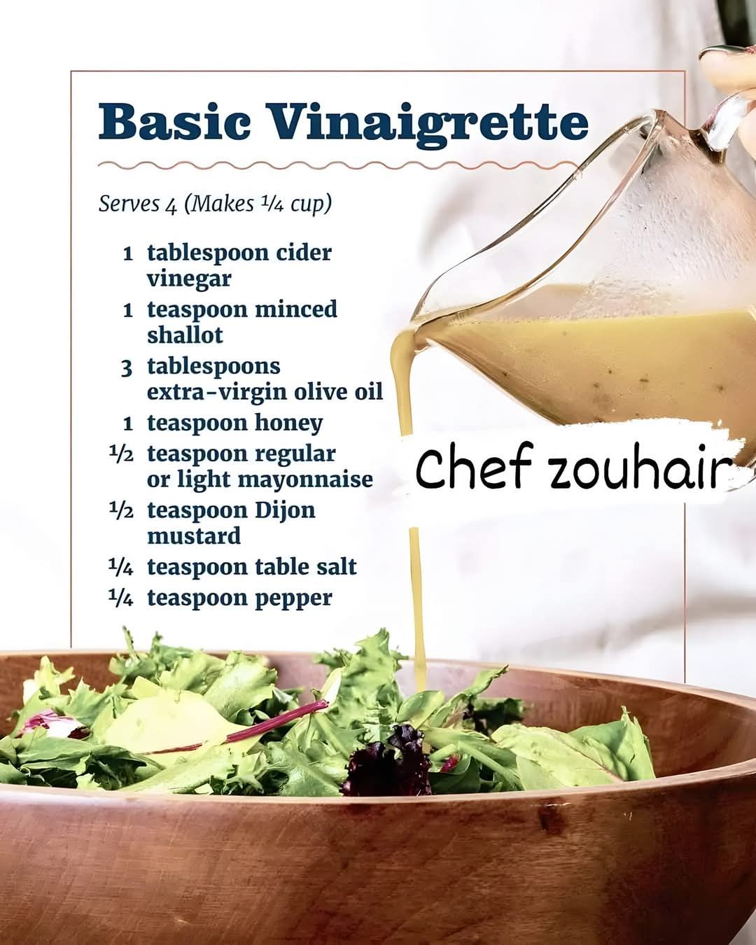 Basic Vinaigrette Recipe for 4 Servings