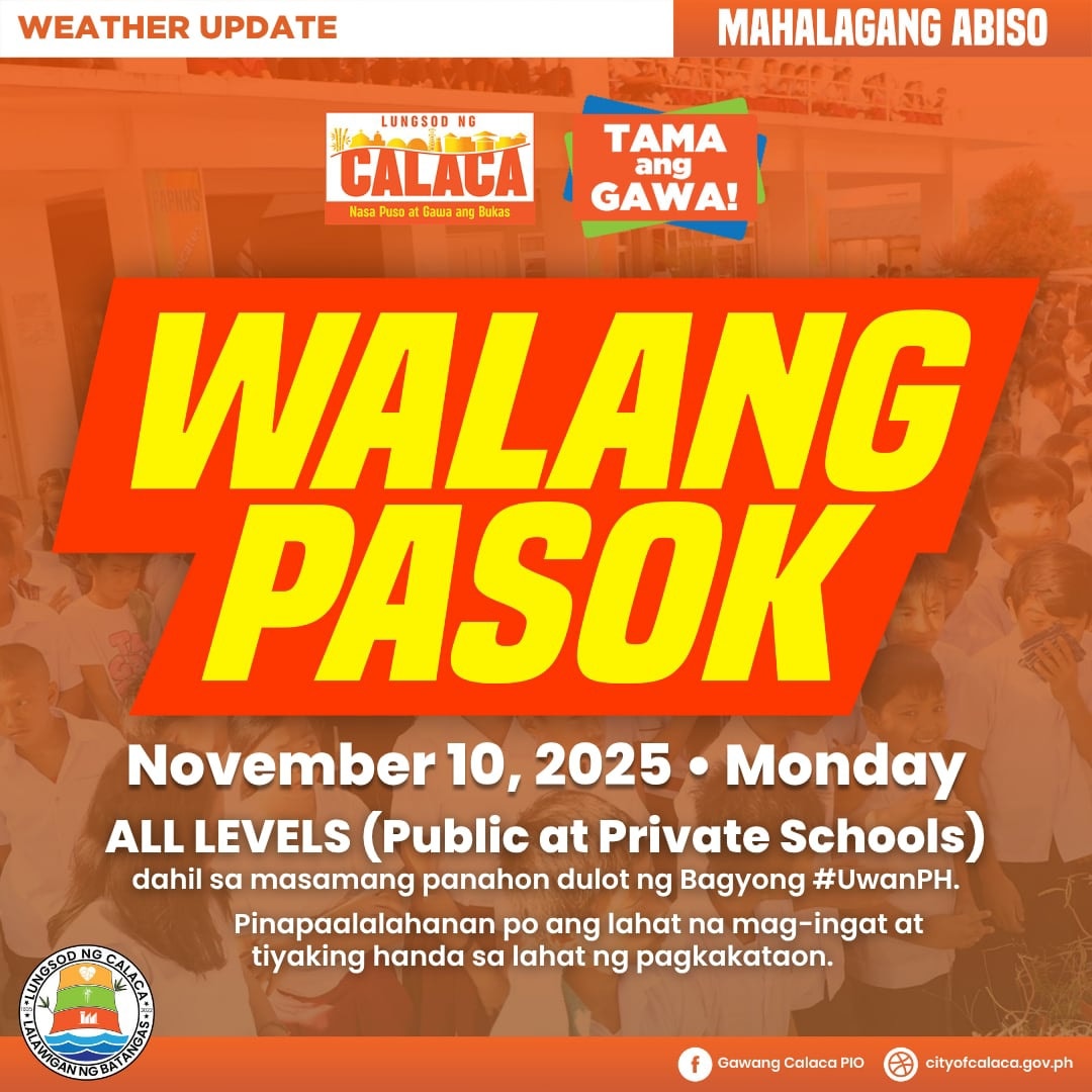 𝐖𝐀𝐋𝐀𝐍𝐆 𝐏𝐀𝐒𝐎𝐊 𝐔𝐏𝐃𝐀𝐓𝐄 | 𝐍𝐎𝐕𝐄𝐌𝐁𝐄𝐑 𝟏𝟎,... - Gawang Calaca PIO | Facebook