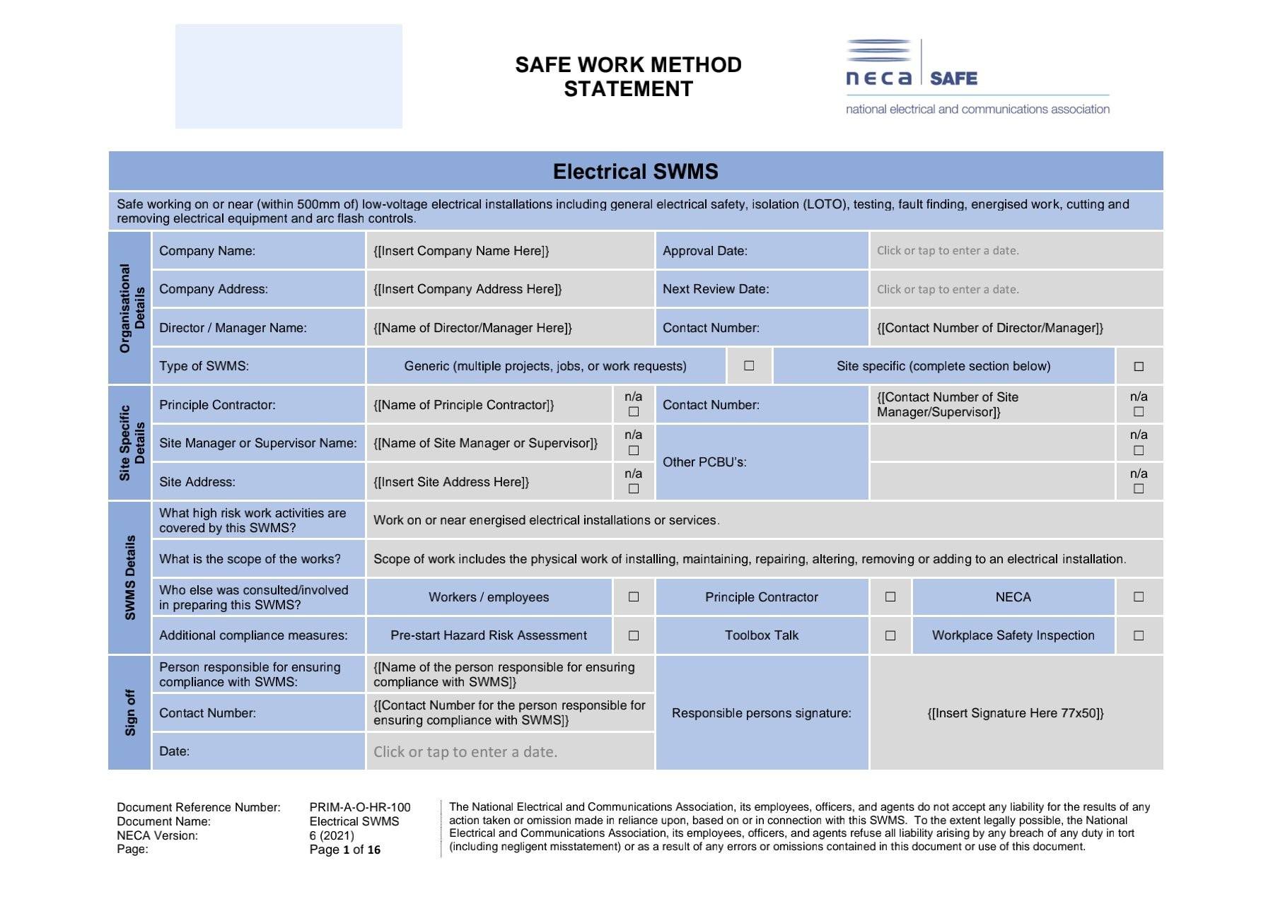 Hse Technical - SWMS - Safe work method statement #swms... | Facebook