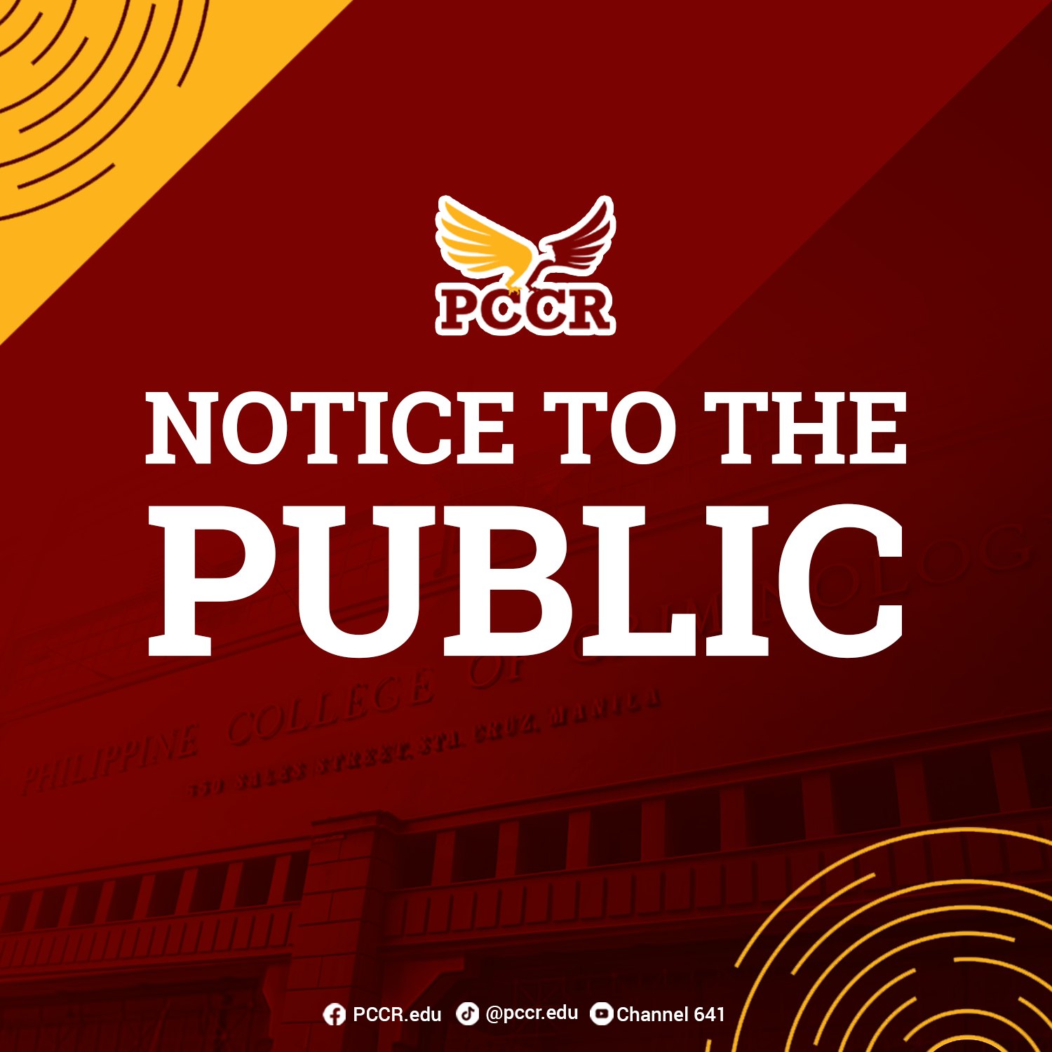 Official - NOTICE TO THE PUBLIC The Philippine College of Criminology ...