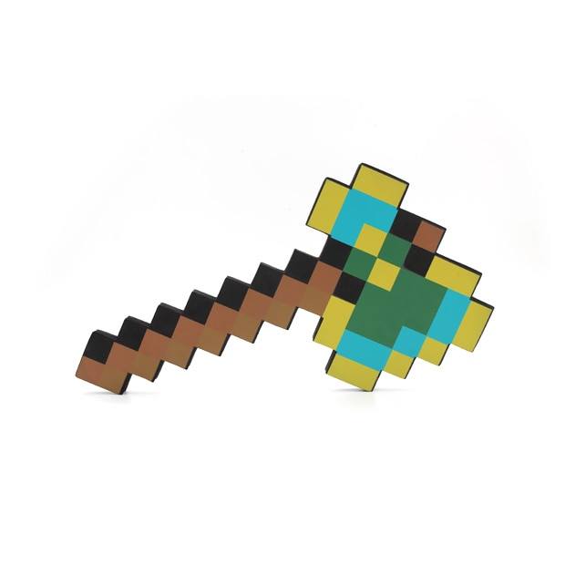 Ascia Giocattolo Oro In PVC Per Minecraft – 42 Cm, Replica Ascia Di Steve