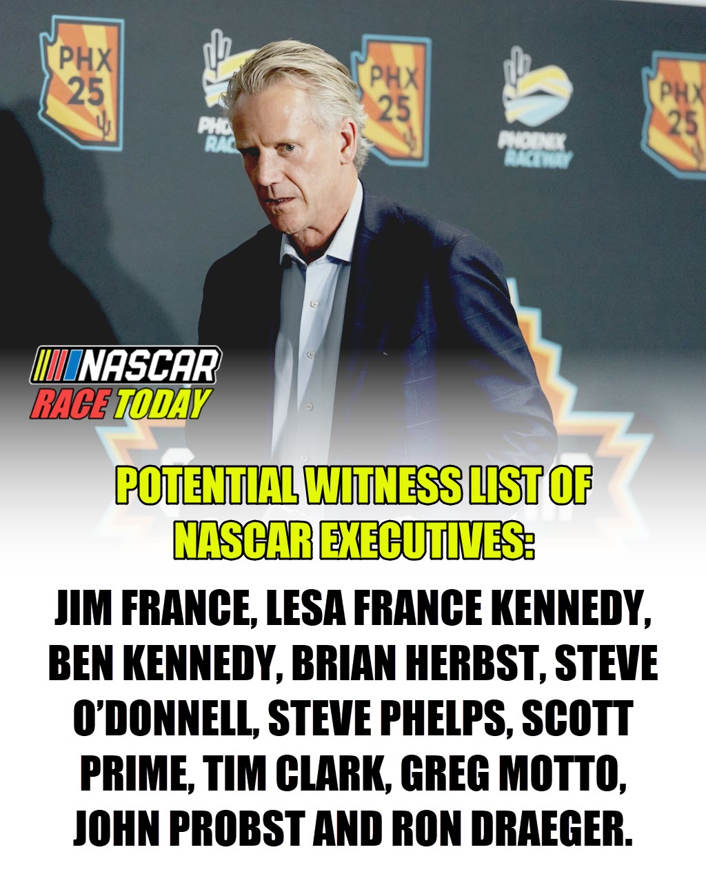 Nascar - Potential witness list of NASCAR executives: Jim France, Lesa ...
