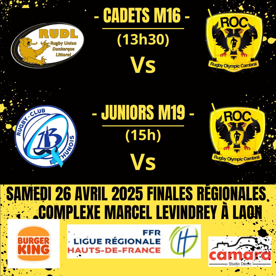 Rugby - ⚫🟡 L'HEURE DES FINALES A SONNÉ 🟡⚫ - CADETS M16 / JUNIORS M19 ...