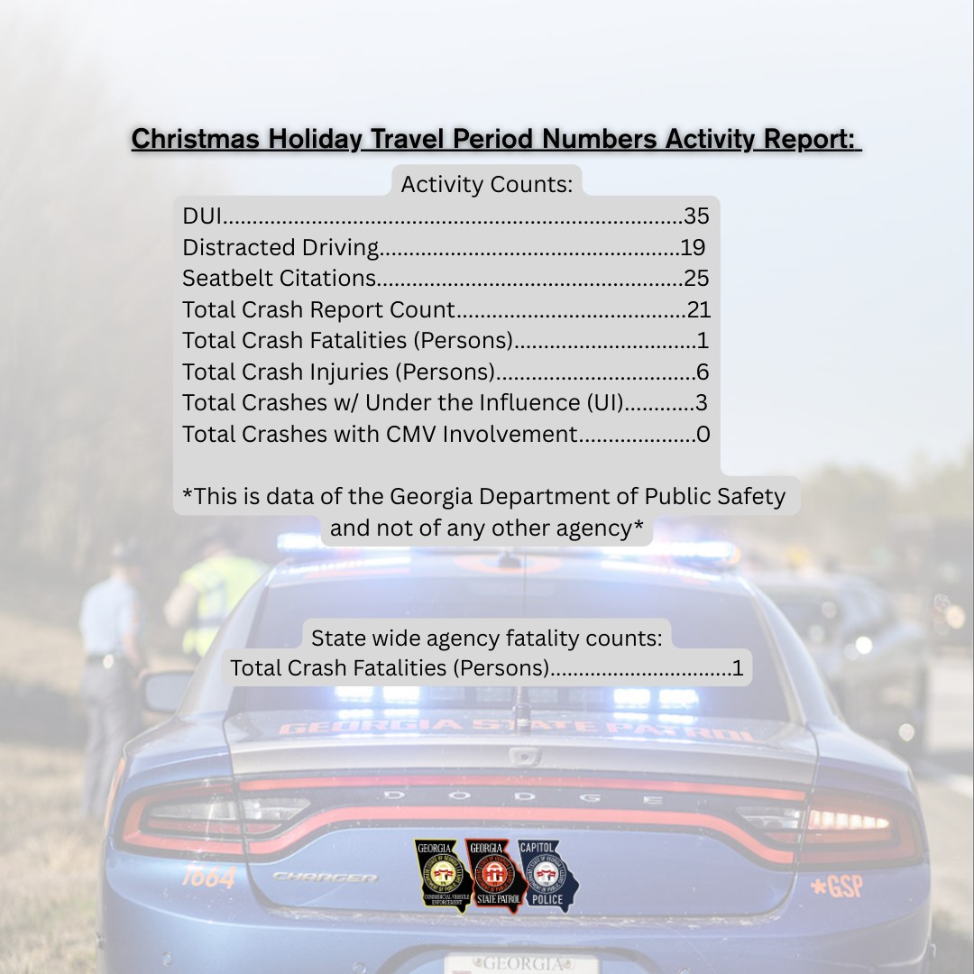 Georgia - Christmas Holiday Travel Period Activity counts as of 6am ...