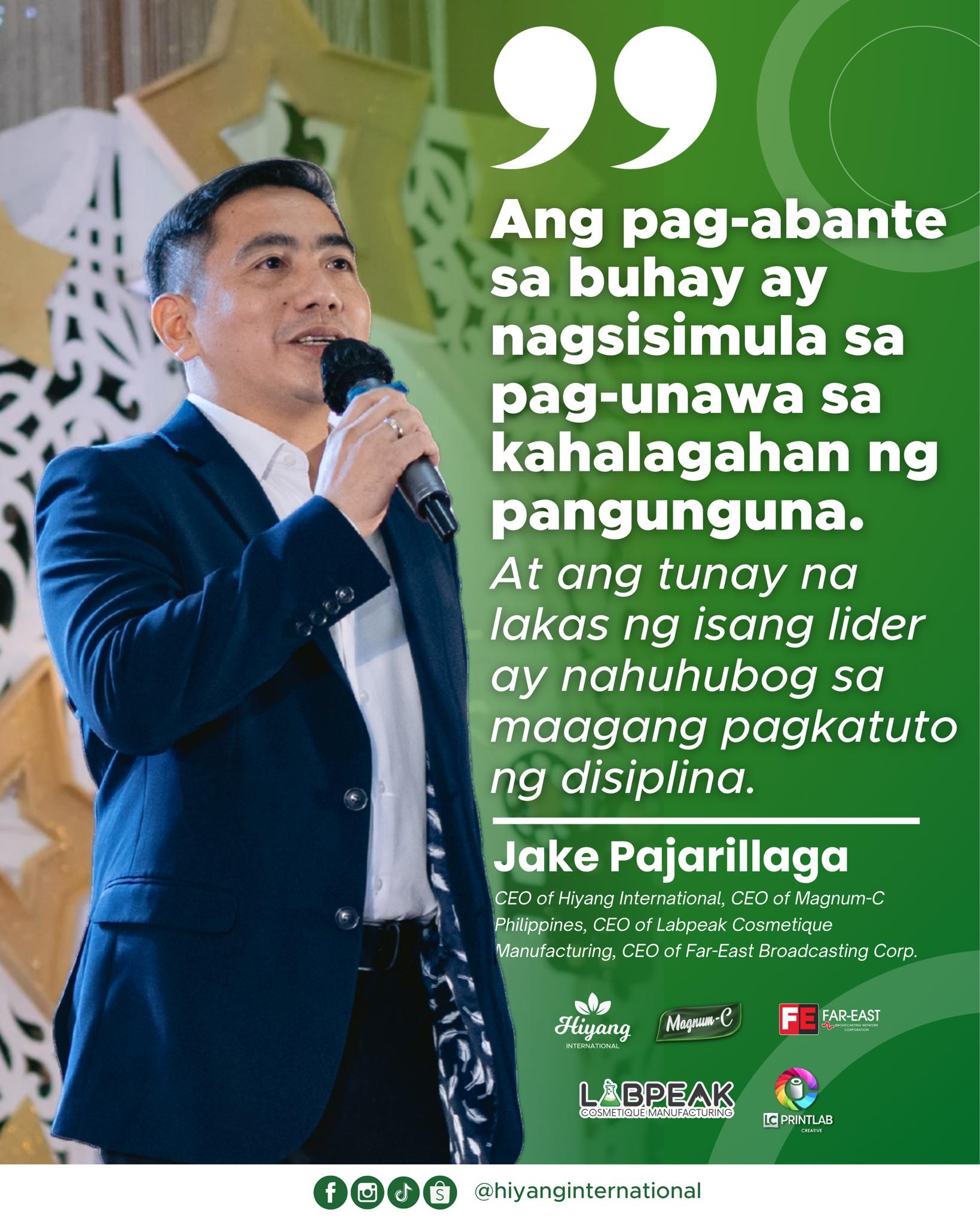 Hiyang - “Ang tunay na pag-abante ay nagsisimula sa tamang pangunguna ...