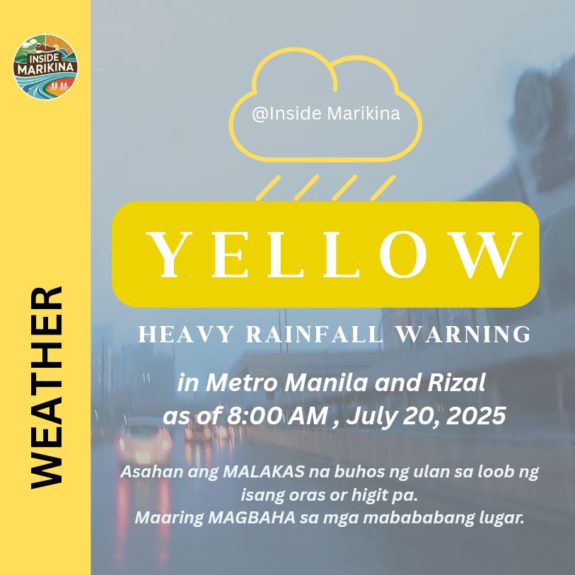 Inside - YELLOW HEAVY RAINFALL warning over Metro Manila and Rizal as ...