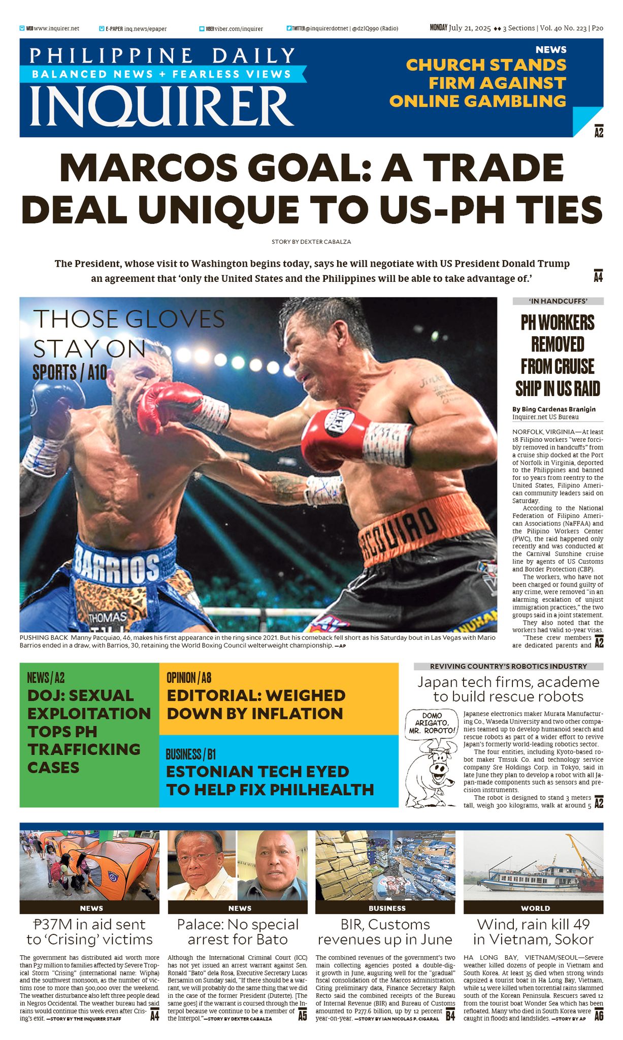 INQUIRER.net - Today's Inquirer front page (July 21,... | Facebook