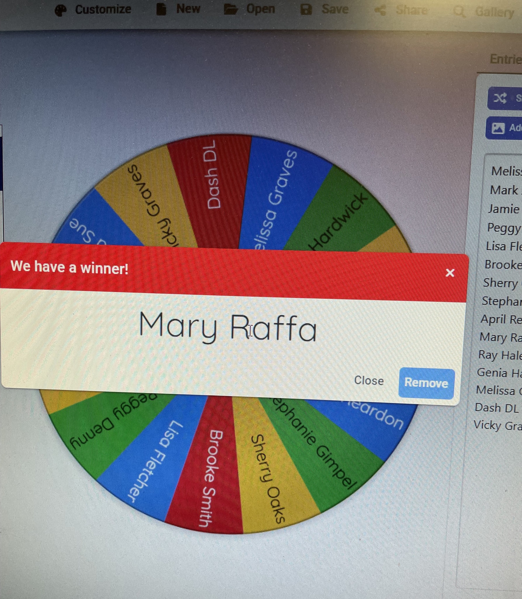Mary Raffa is the winner... - Broughtontown Community Center | Facebook