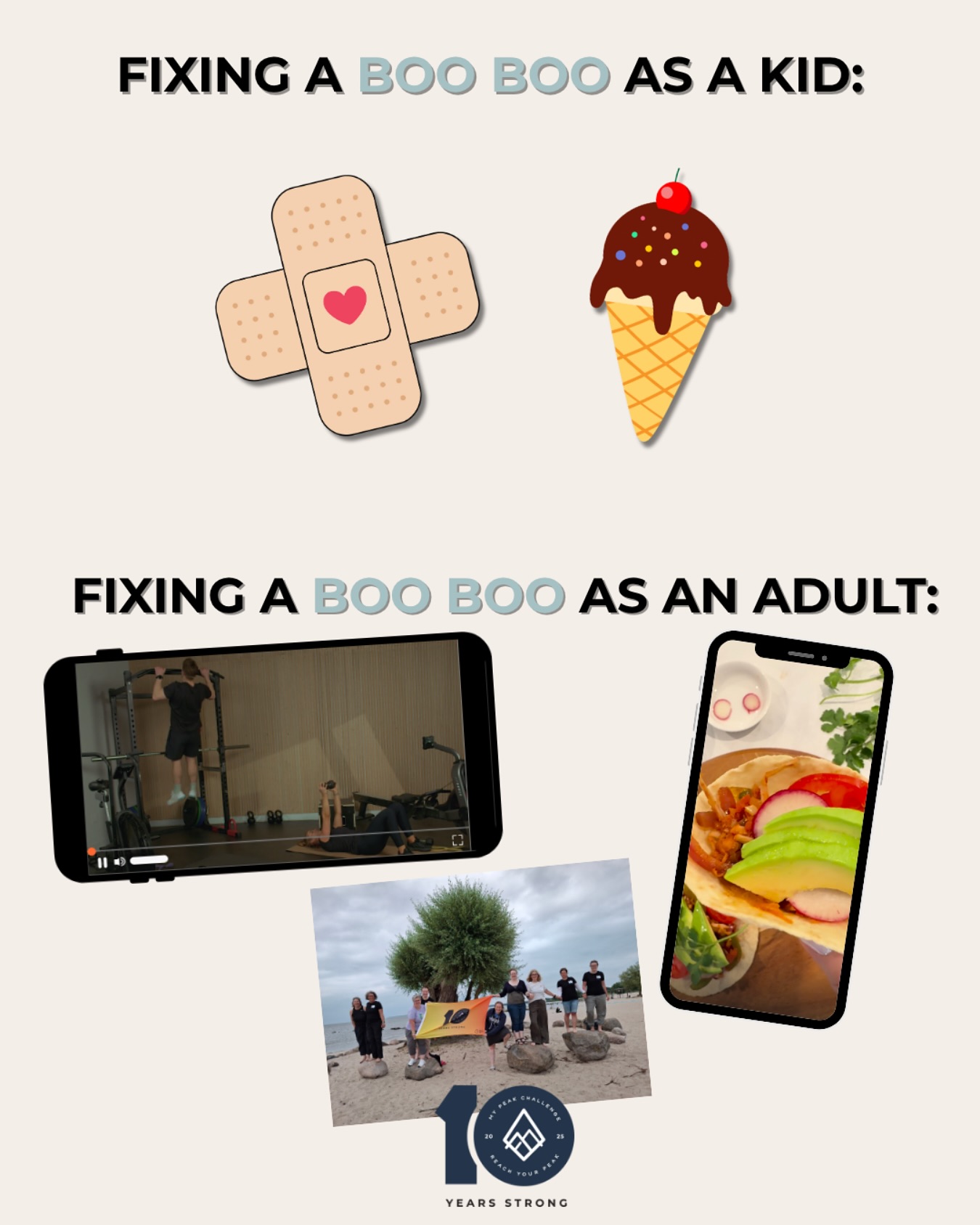 My - Kid boo boos: 🩹🍦 Adult boo boos: movement, connection, good meals ...