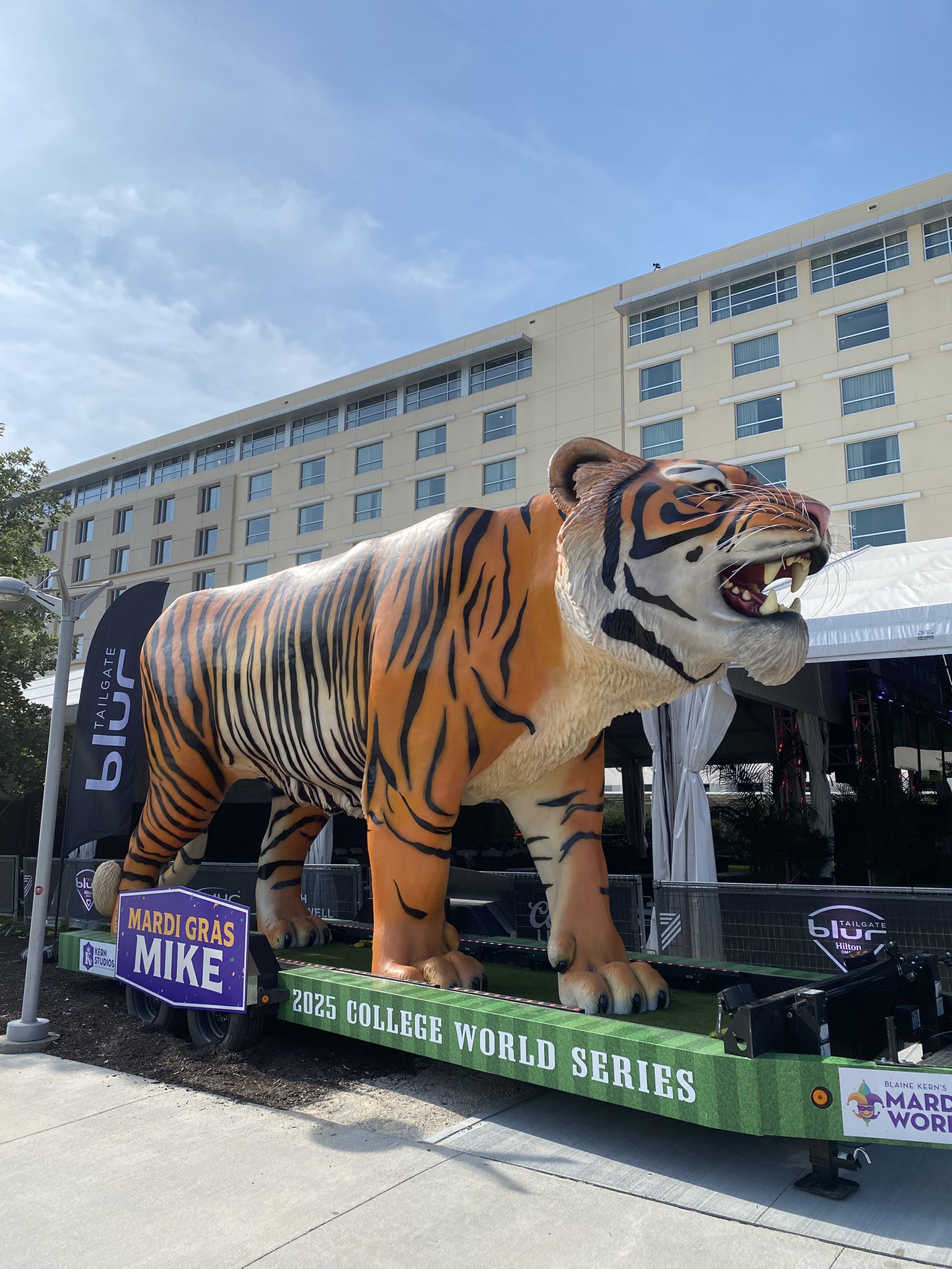 WVUE - Mardi Gras Mike is at the College World Series! The iconic float ...