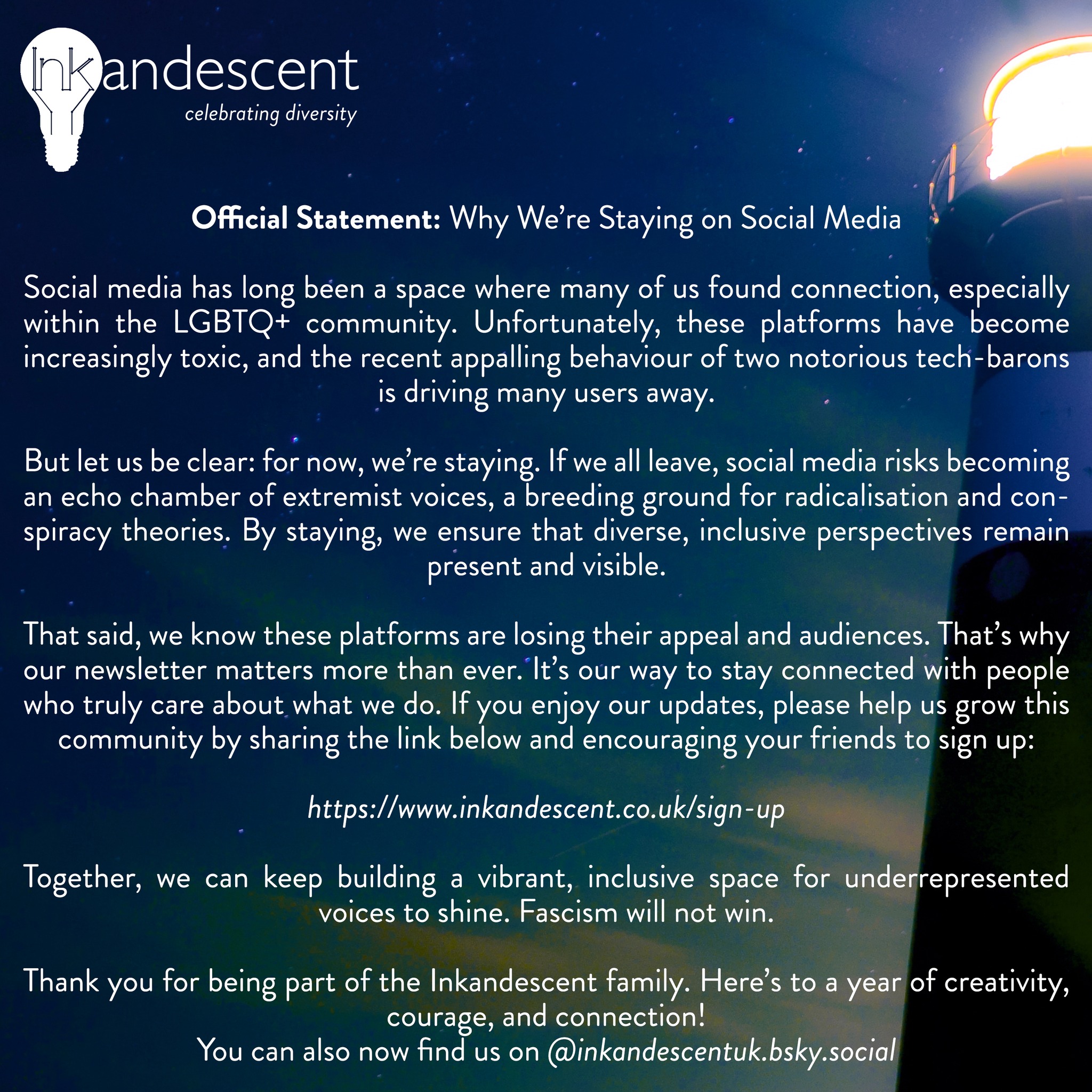 Inkandescent - OFFICIAL STATEMENT FROM INKANDESCENT: Why We’re Staying ...