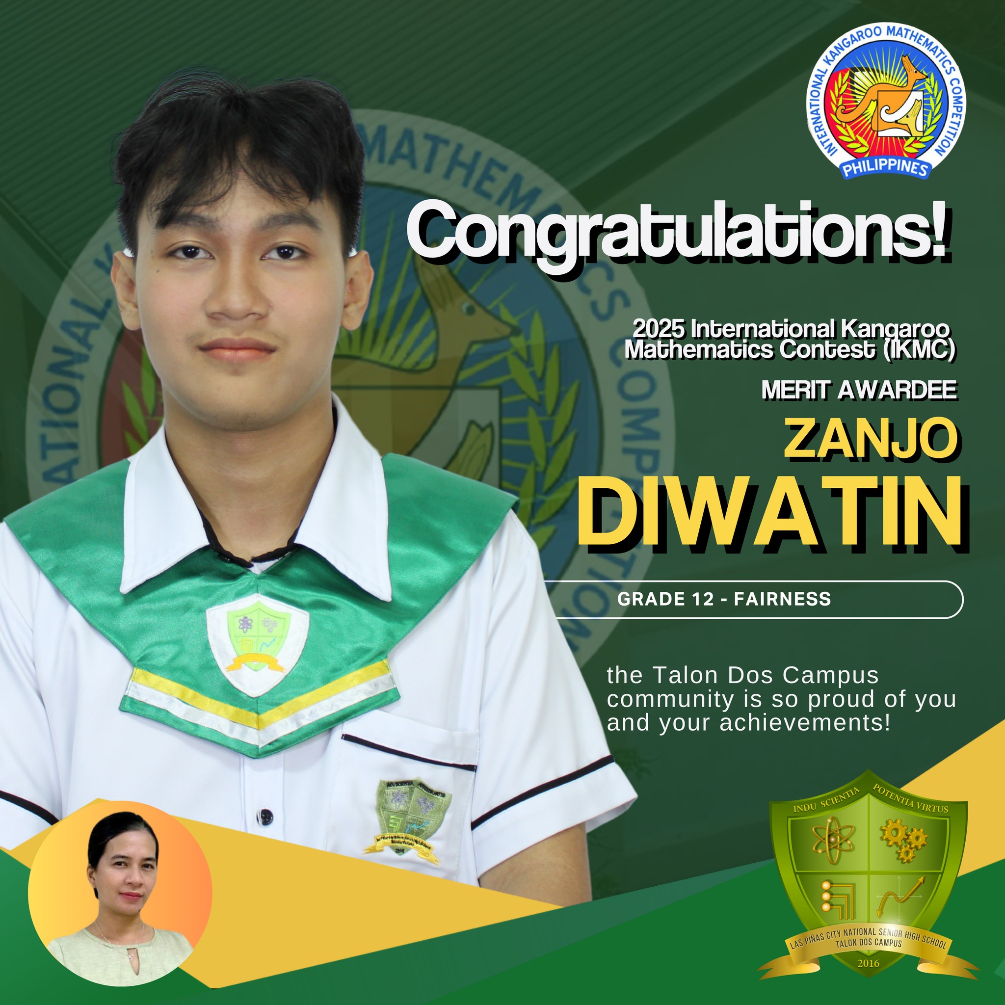 DepEd - BASTA TDC, MATH-TINIK! 💚⭐ We congratulate Joey Marie Lopez ...