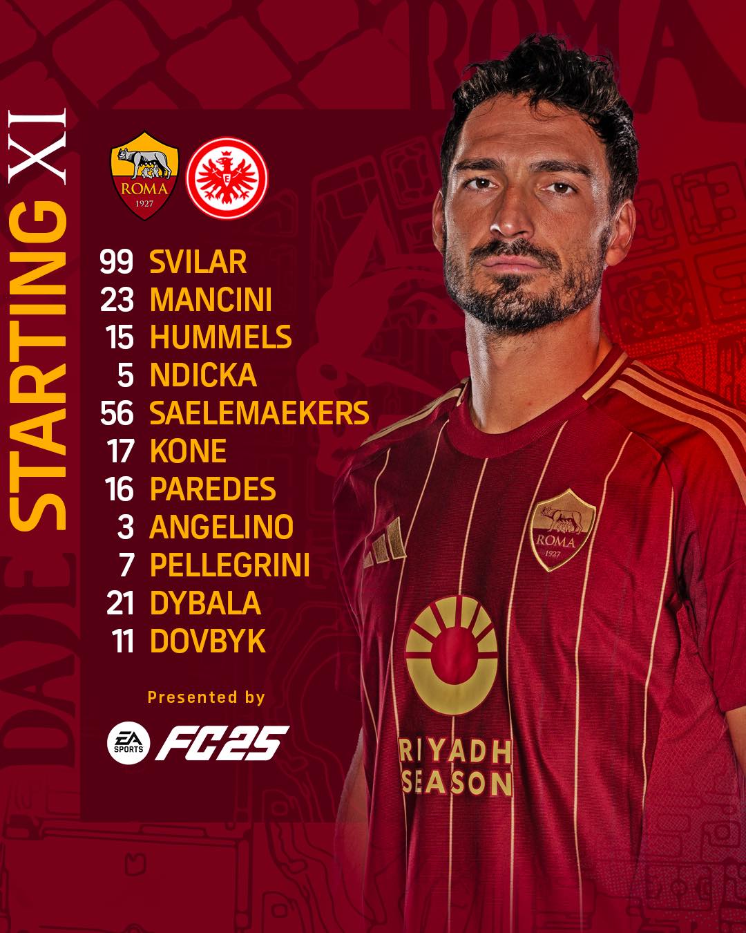 AS Roma - 📋 | Our Starting XI for #RomaEintracht FORZA...