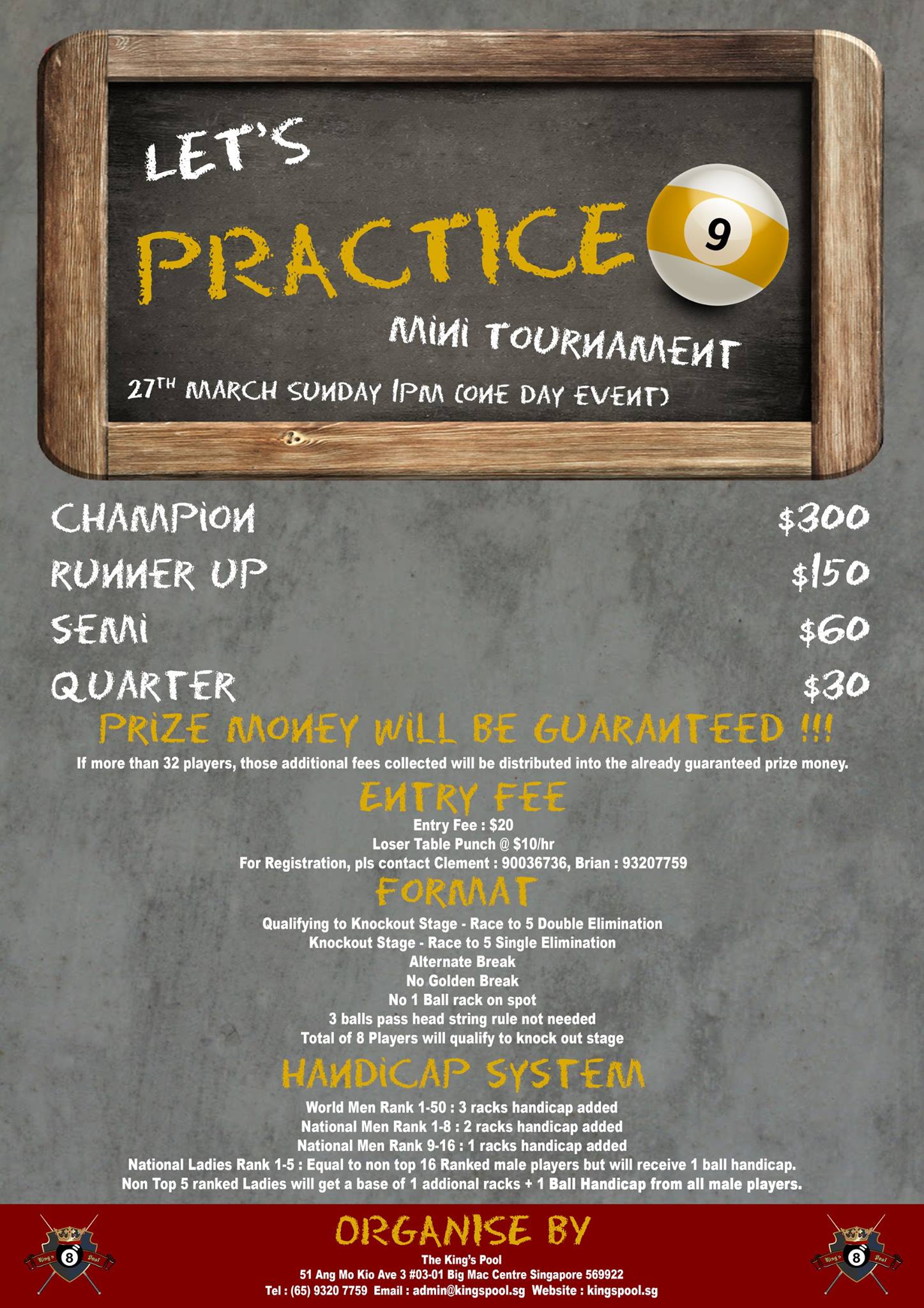 RE : UPDATES ON KING'S POOL TOURNAMENT The King's Pool - Pool, Snooker ...