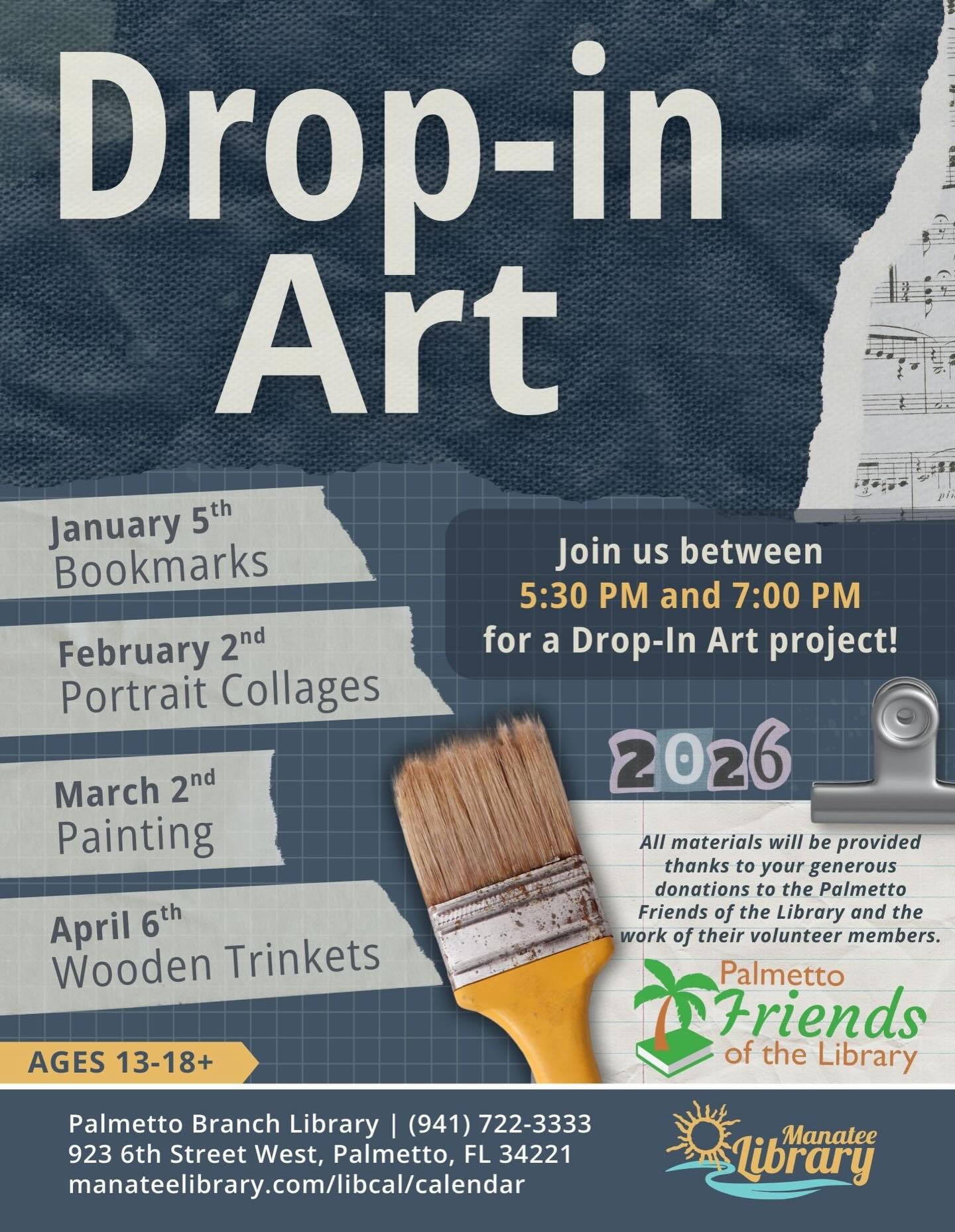 Palmetto - 🎨 Join us next Monday for our first monthly drop-in art ...