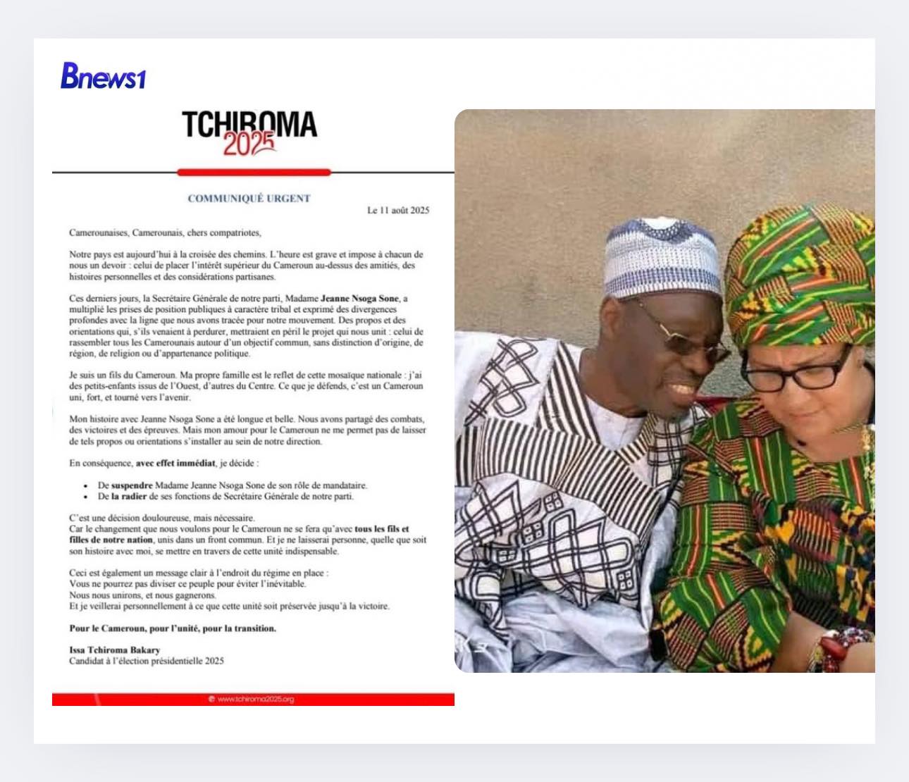 Bnews1 - 🔴 Issa Tchiroma Bakary donne les raisons de... | Facebook