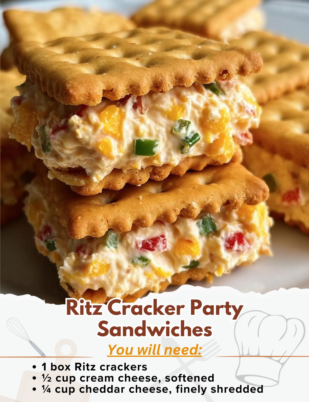 Yummy - Ritz Cracker Party Sandwiches Ingredients: - 1 box Ritz ...
