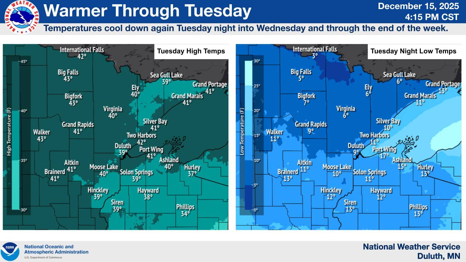 US - Temperatures on Tuesday will be widespread in the upper 30s to mid ...
