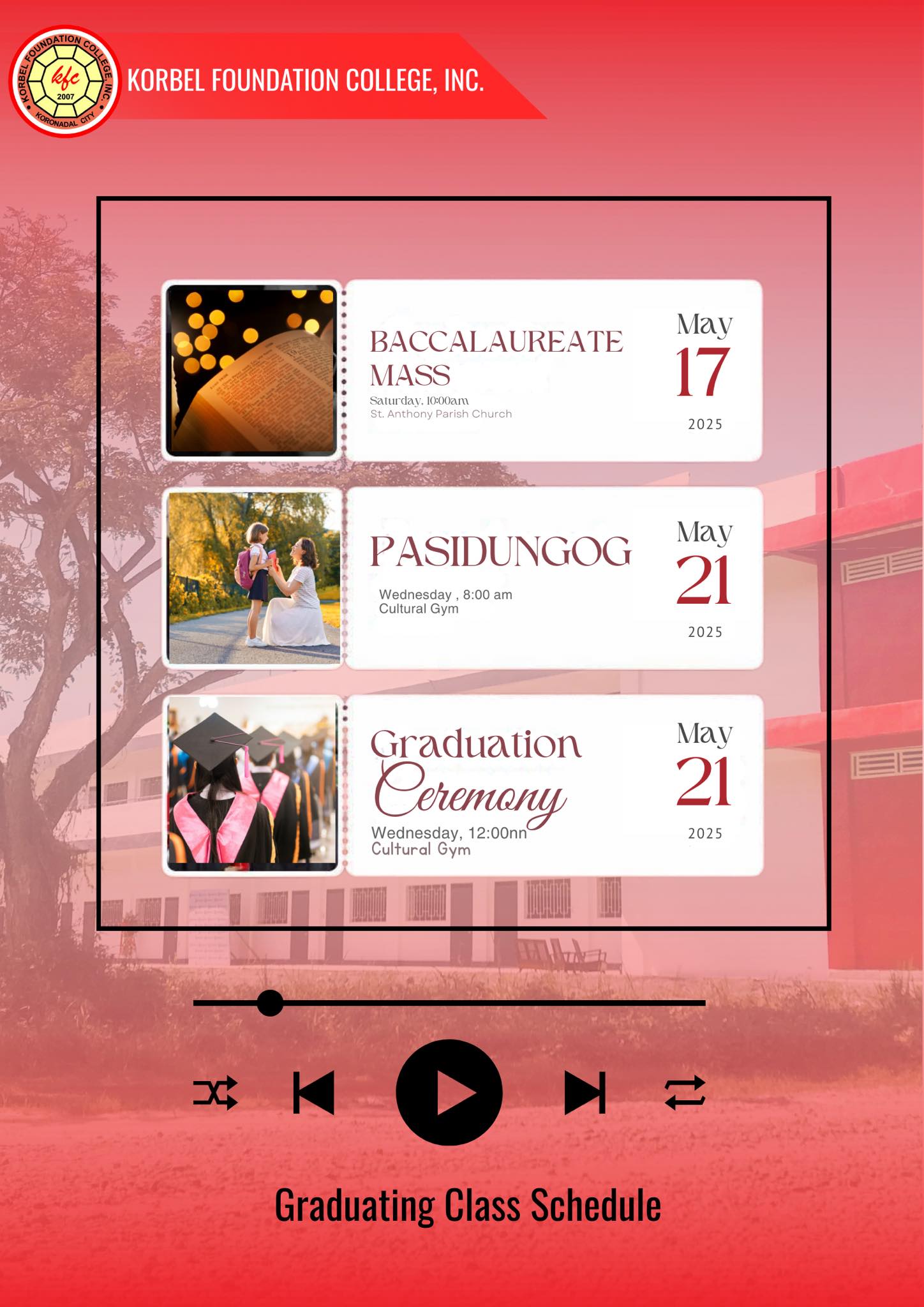 Korbel - 🎓 Graduating Class Schedule – Mark Your Calendars! The moment ...