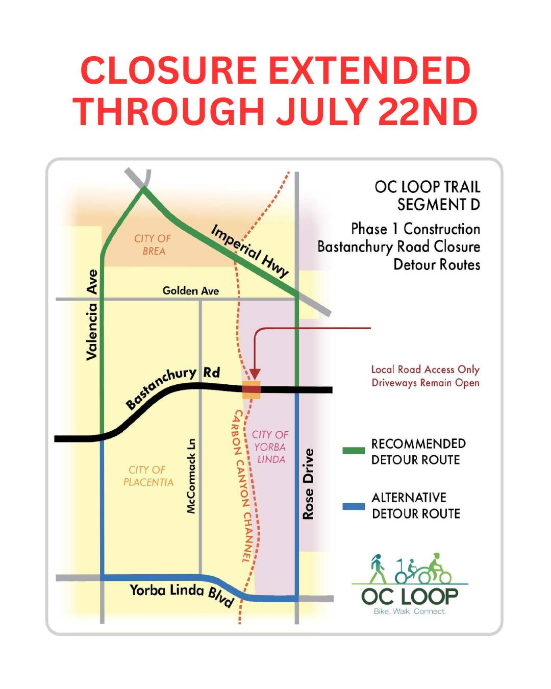 City - 🚧 ROAD CLOSURE EXTENDED Bastanchury Rd (both directions) west of ...
