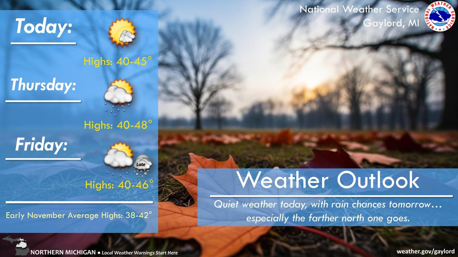 US - Quiet weather with mild temperatures today. Southwest winds will ...