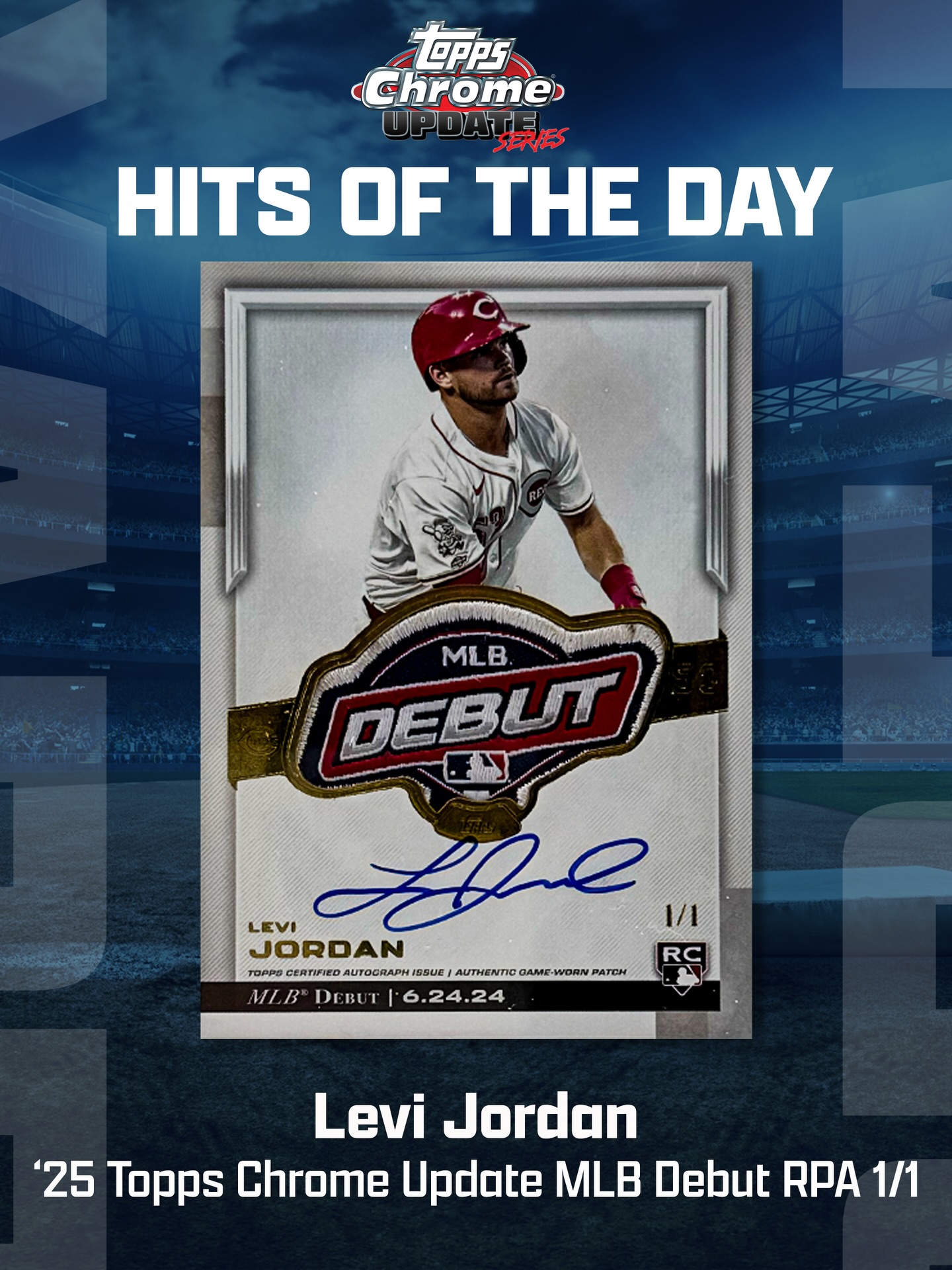 Topps Chrome Update Series Levi Jordan MLB Debut card