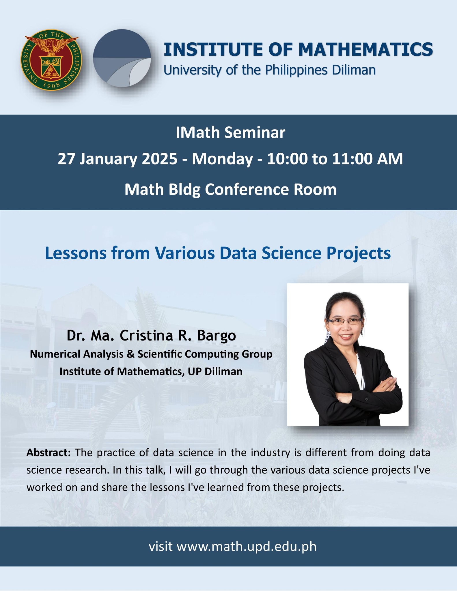 [IMath Seminar] You... - UP Diliman Institute of Mathematics
