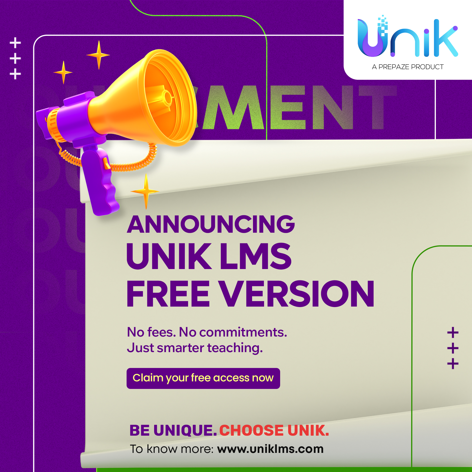 Unik - Big News! Unik LMS is now available as a FREE version. Educators ...