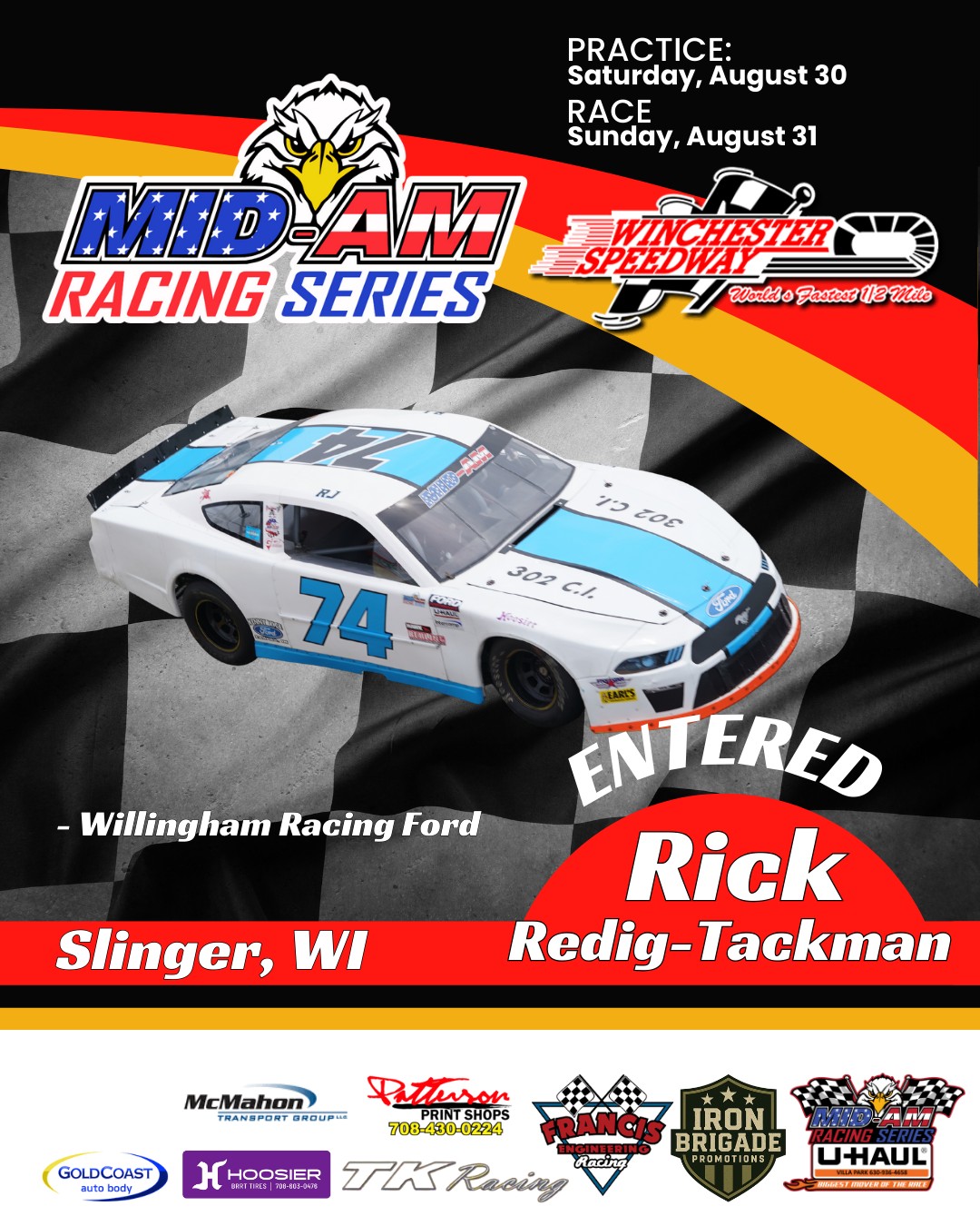 Mid-Am - 🏁 Driver Announcement – Winchester Labor Day Weekend 🏁 It’s ...