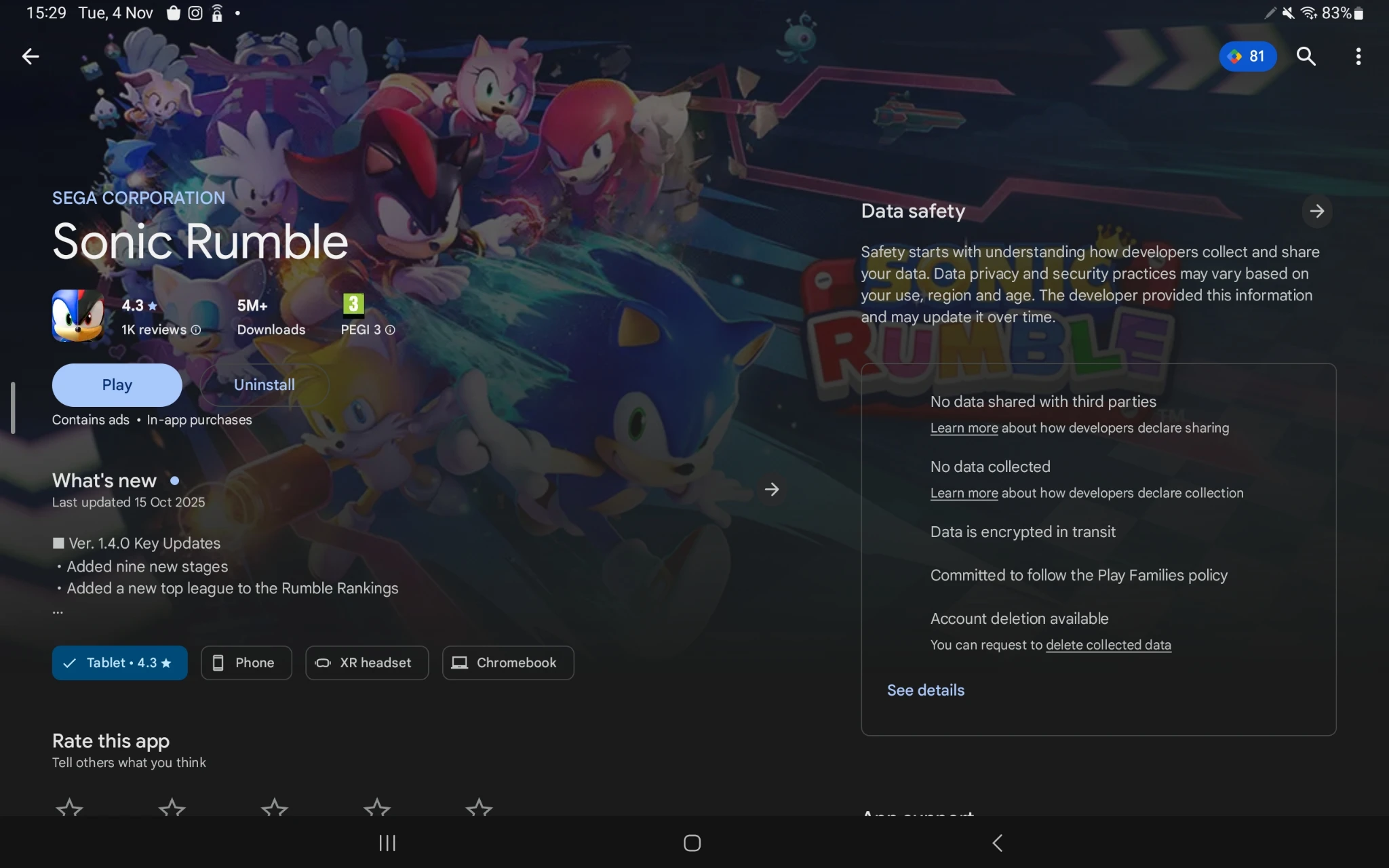 Sonic Rumble is now available to download on the Google Play Store ...