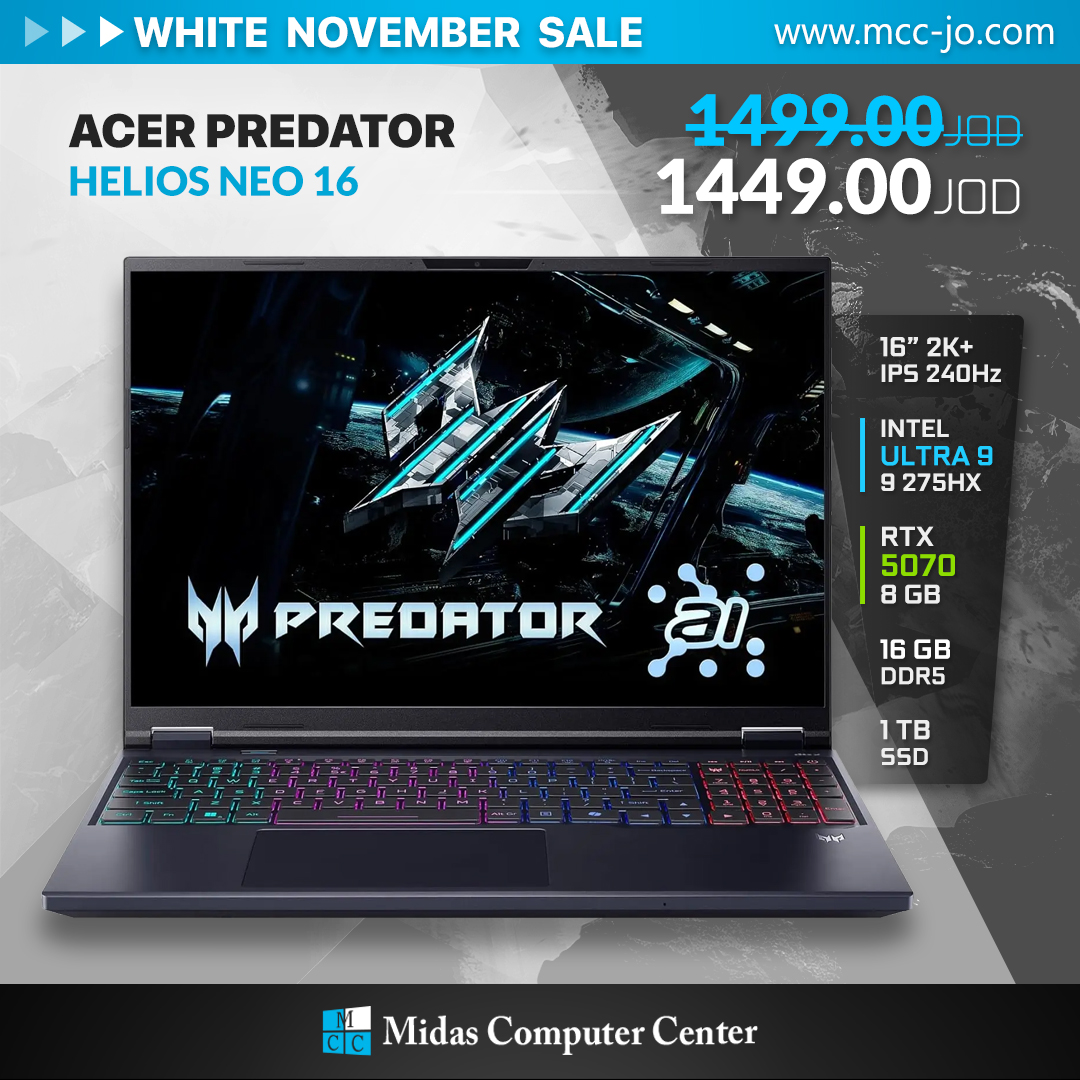 Midas - ACER Predator Helios Neo 16 AI Gaming Laptop - Intel Core Ultra ...