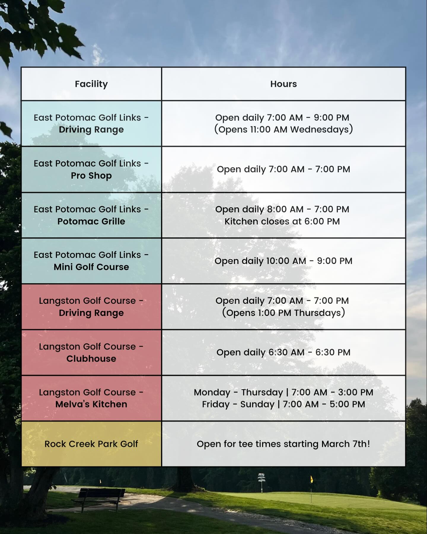 Play - Check out our March hours at the courses 🍀🌷⛳️ 📢🚨: The East ...