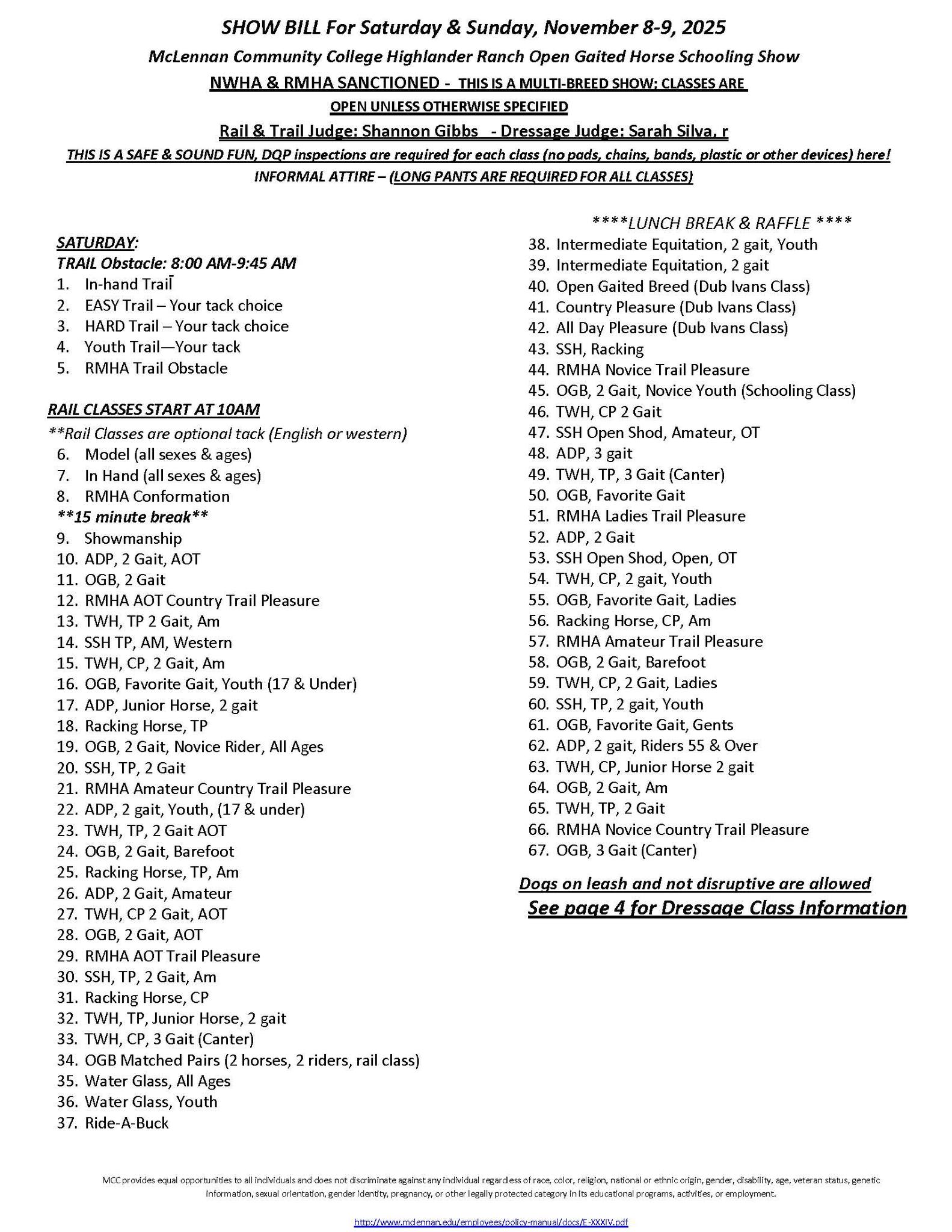 Class list for the... - NWHA Gaited Rumble Horse Show Series | Facebook