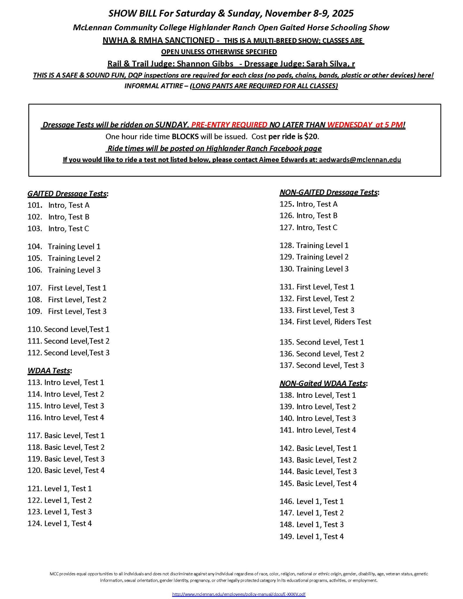 Class list for the... - NWHA Gaited Rumble Horse Show Series | Facebook