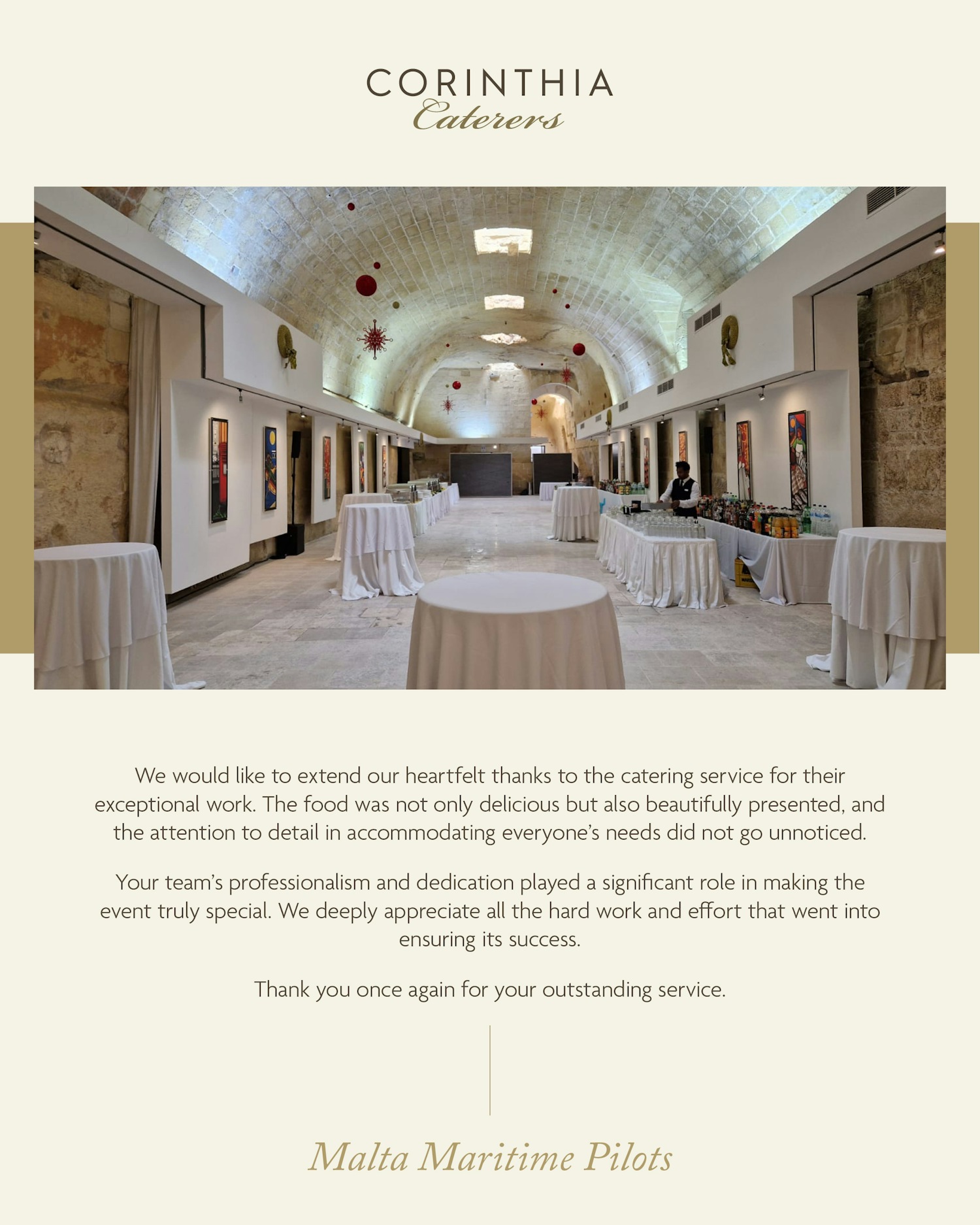 Corinthia - Honoured to cater the Malta Maritime Pilots event Creating ...