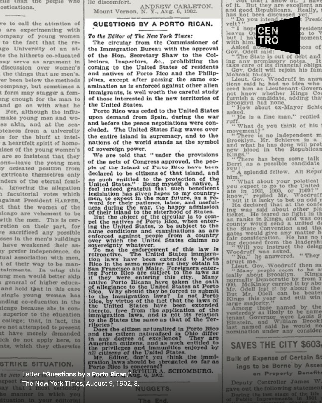 Center - #OnThisDay, August 6, 1902, Arturo Schomburg wrote an open ...